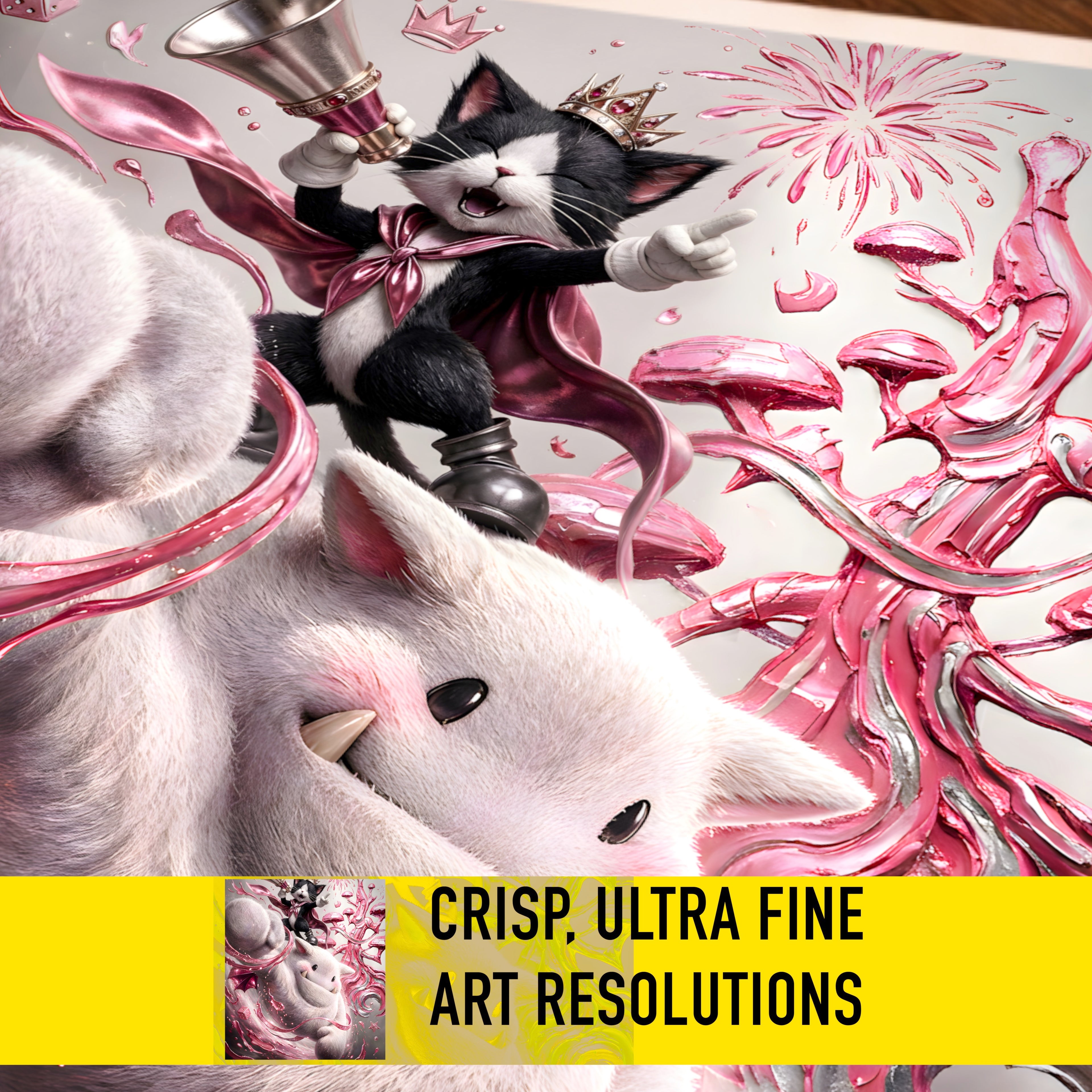 Cait Sith Art Print – Monochrome Gold Saucer Edition | Final Fantasy VII Fine Art