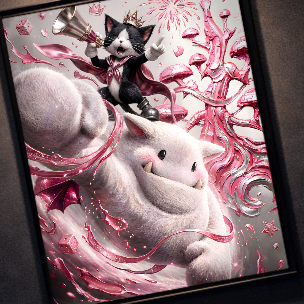 Cait Sith Art Print – Monochrome Gold Saucer Edition | Final Fantasy VII Fine Art