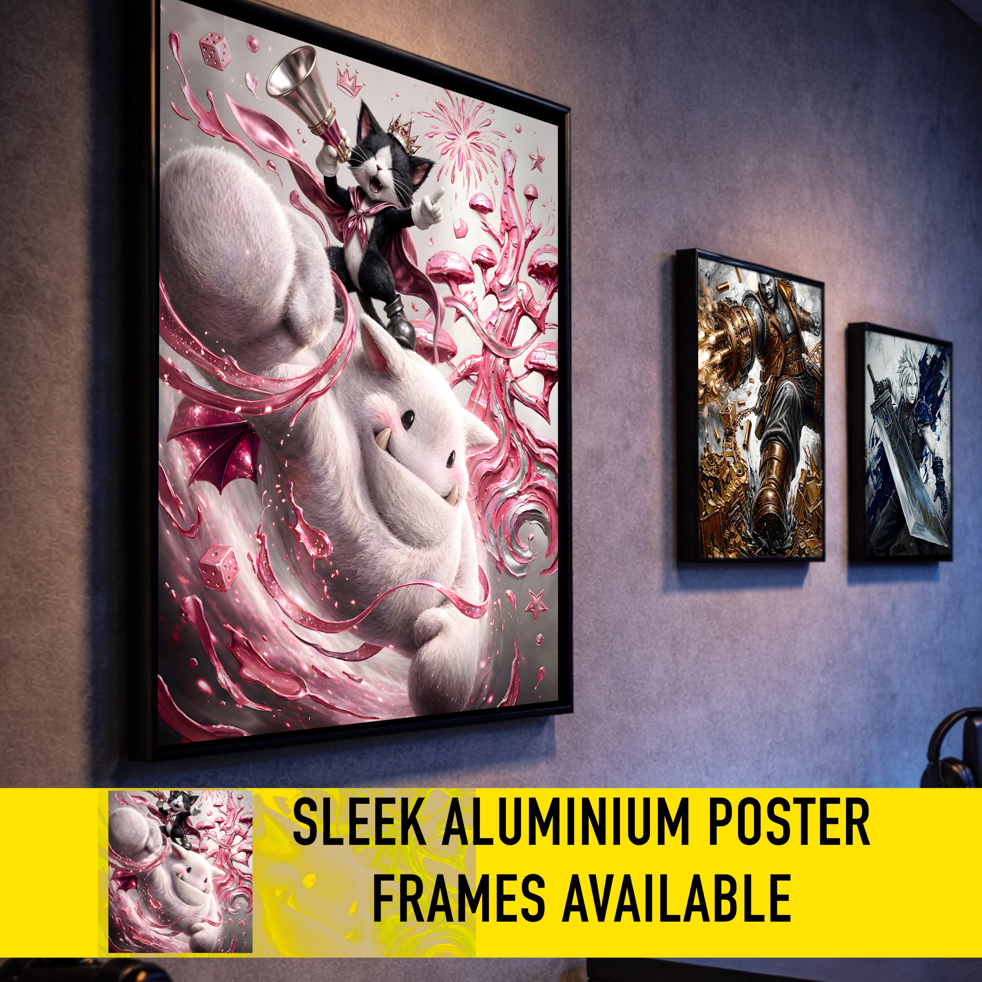 Cait Sith Art Print – Monochrome Gold Saucer Edition | Final Fantasy VII Fine Art