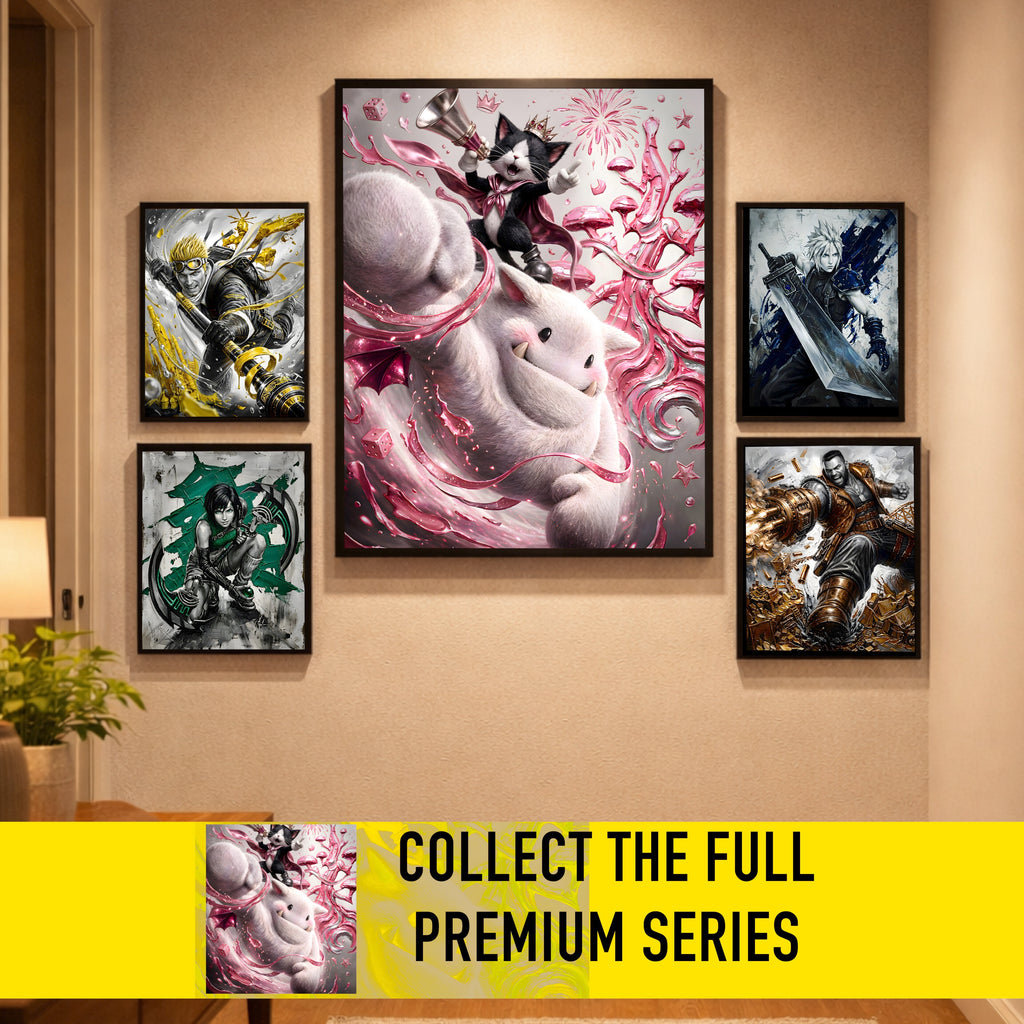 Cait Sith Art Print – Monochrome Gold Saucer Edition | Final Fantasy VII Fine Art