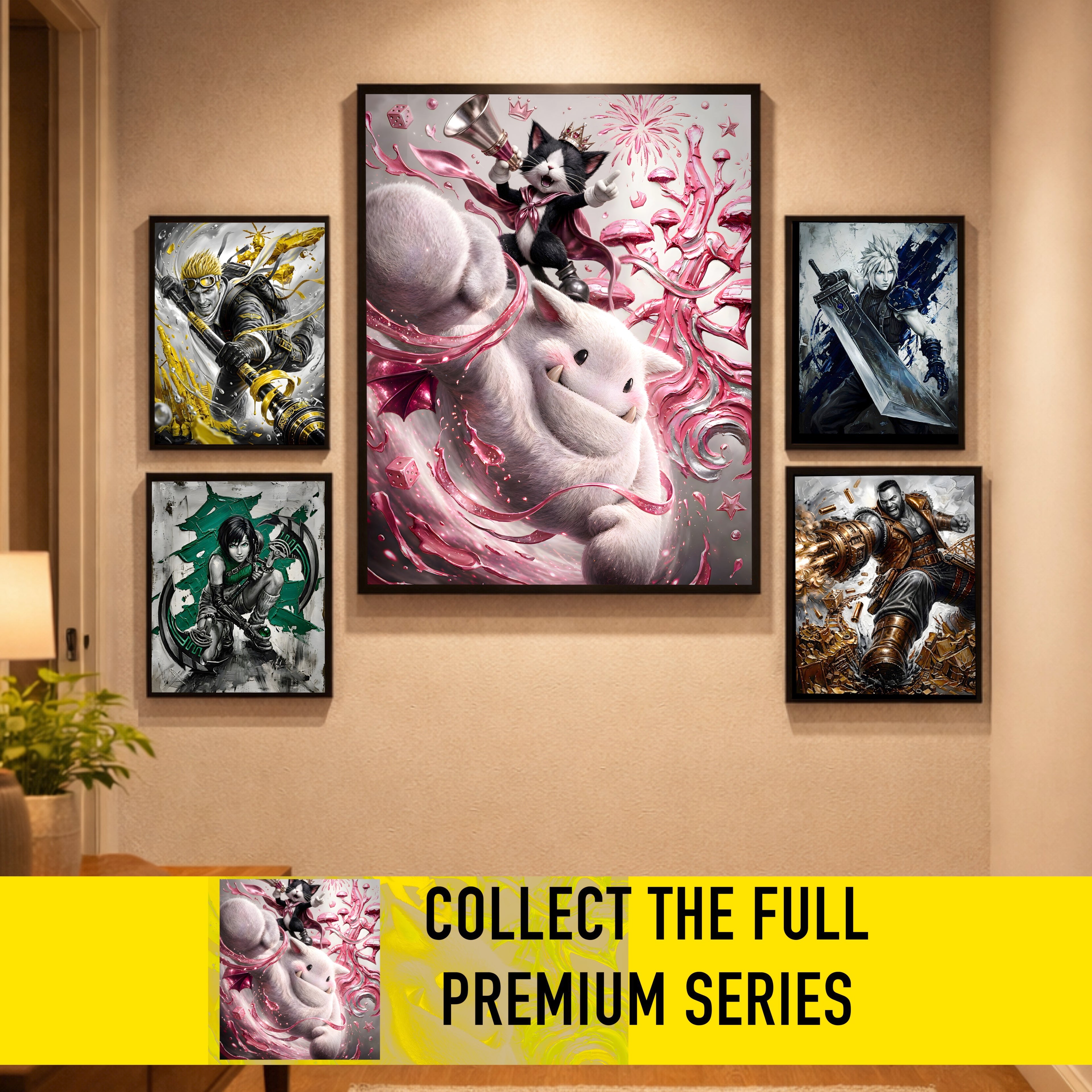 Cait Sith Art Print – Monochrome Gold Saucer Edition | Final Fantasy VII Fine Art
