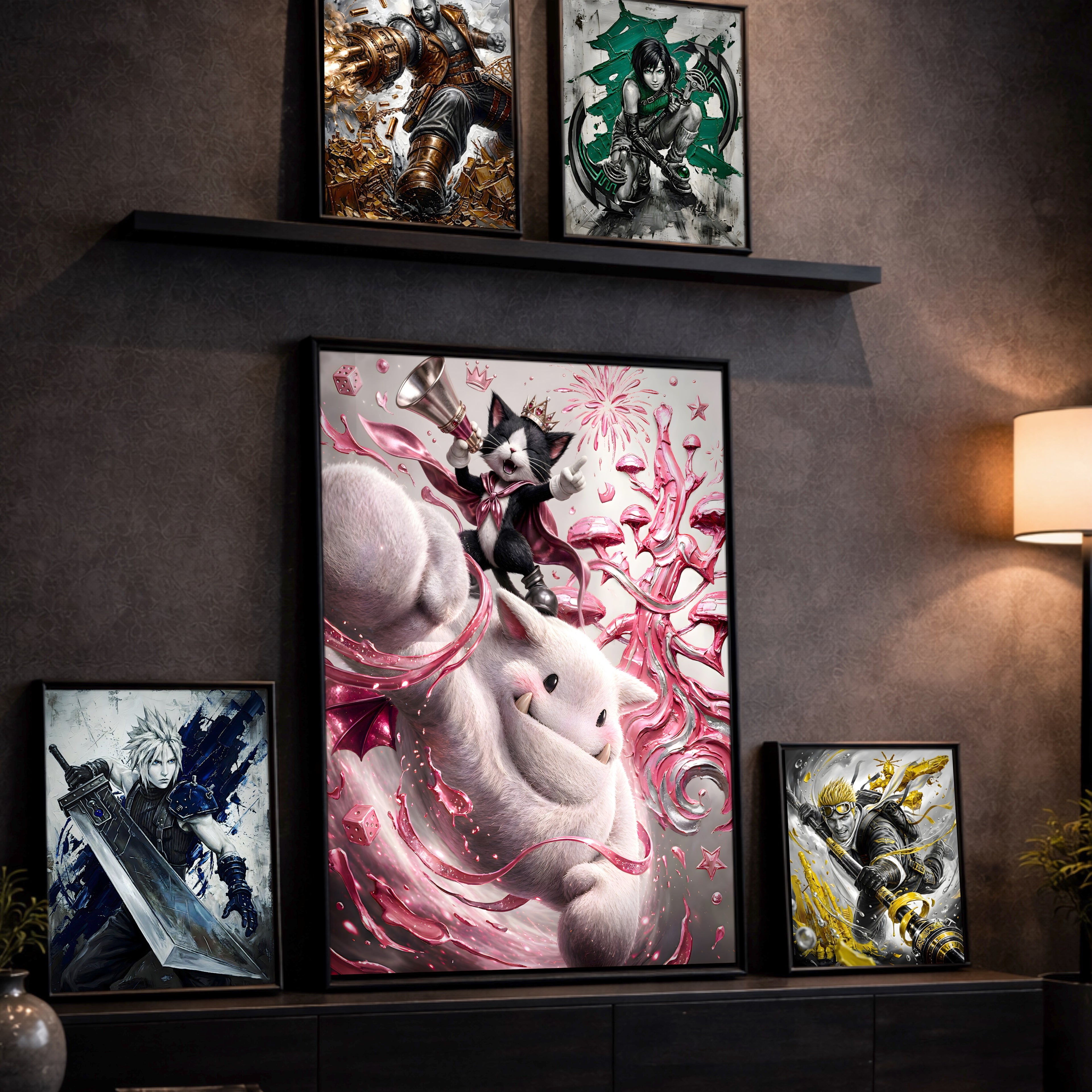 Cait Sith Art Print – Monochrome Gold Saucer Edition | Final Fantasy VII Fine Art