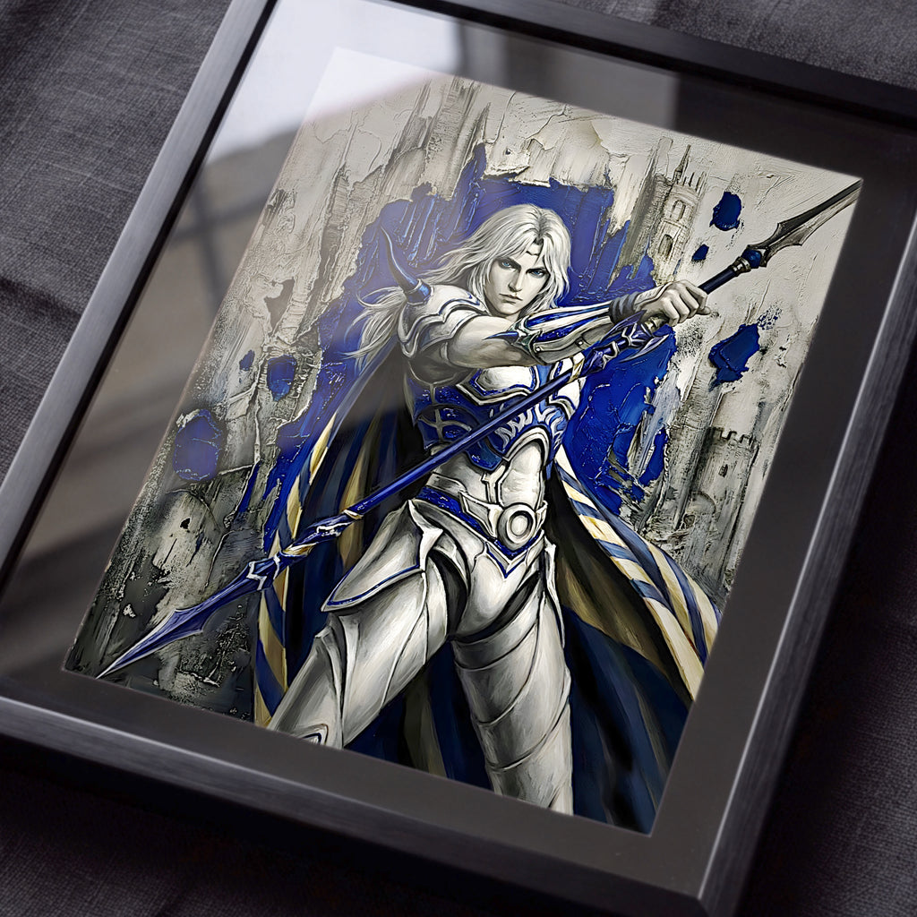 Cecil Harvey Paladin Art Print – Final Fantasy IV Hero Illustration - FF4 Monochrome JRPG Art
