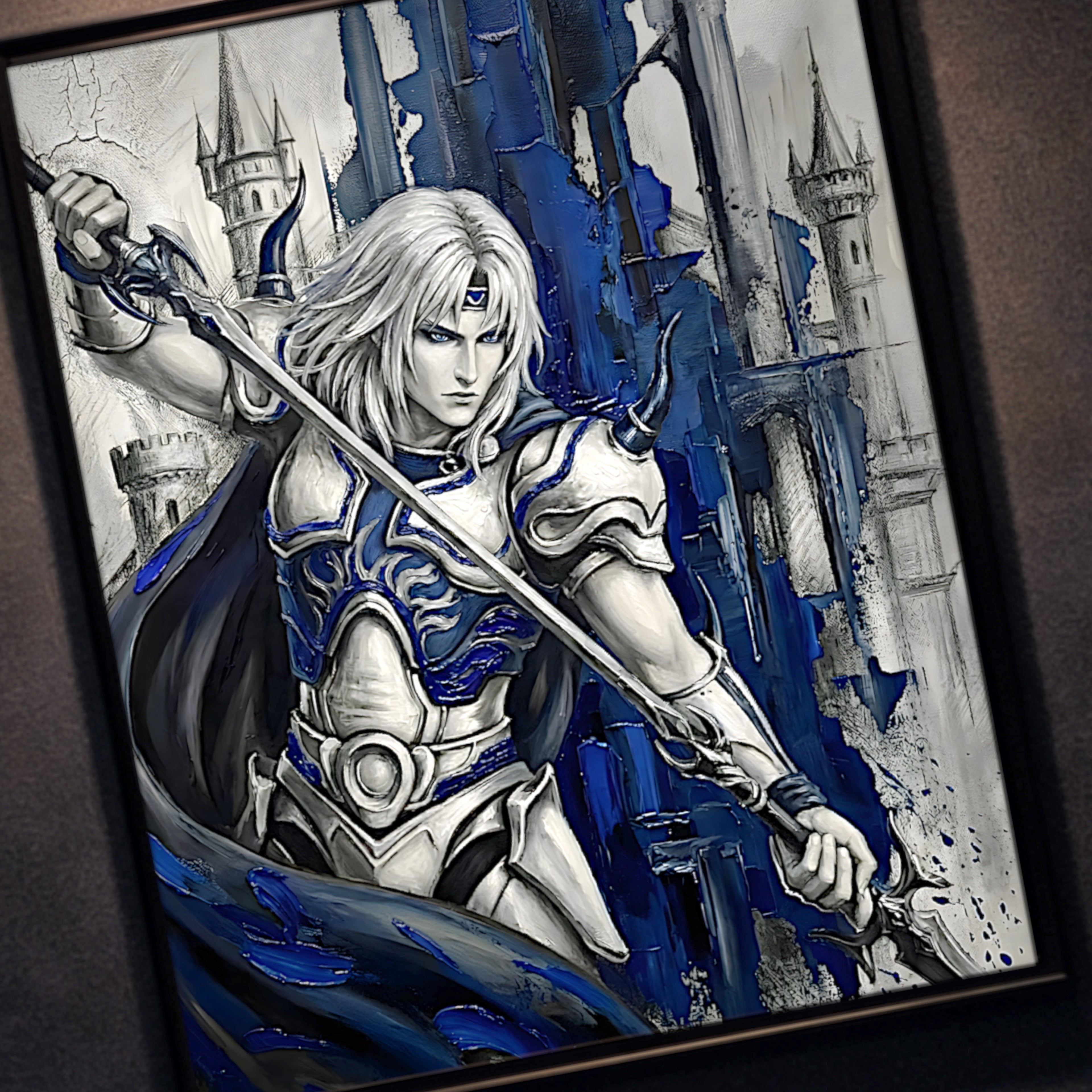 Cecil Harvey Paladin Art Print – Final Fantasy IV Hero Illustration - FF4 Monochrome JRPG Art