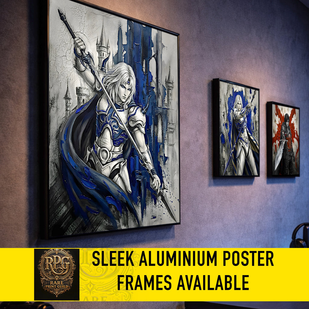 Cecil Harvey Paladin Art Print – Final Fantasy IV Hero Illustration - FF4 Monochrome JRPG Art