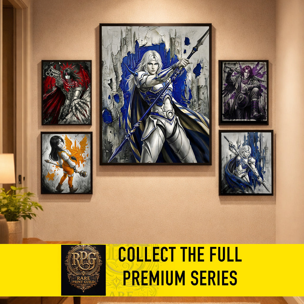 Cecil Harvey Paladin Art Print – Final Fantasy IV Hero Illustration - FF4 Monochrome JRPG Art