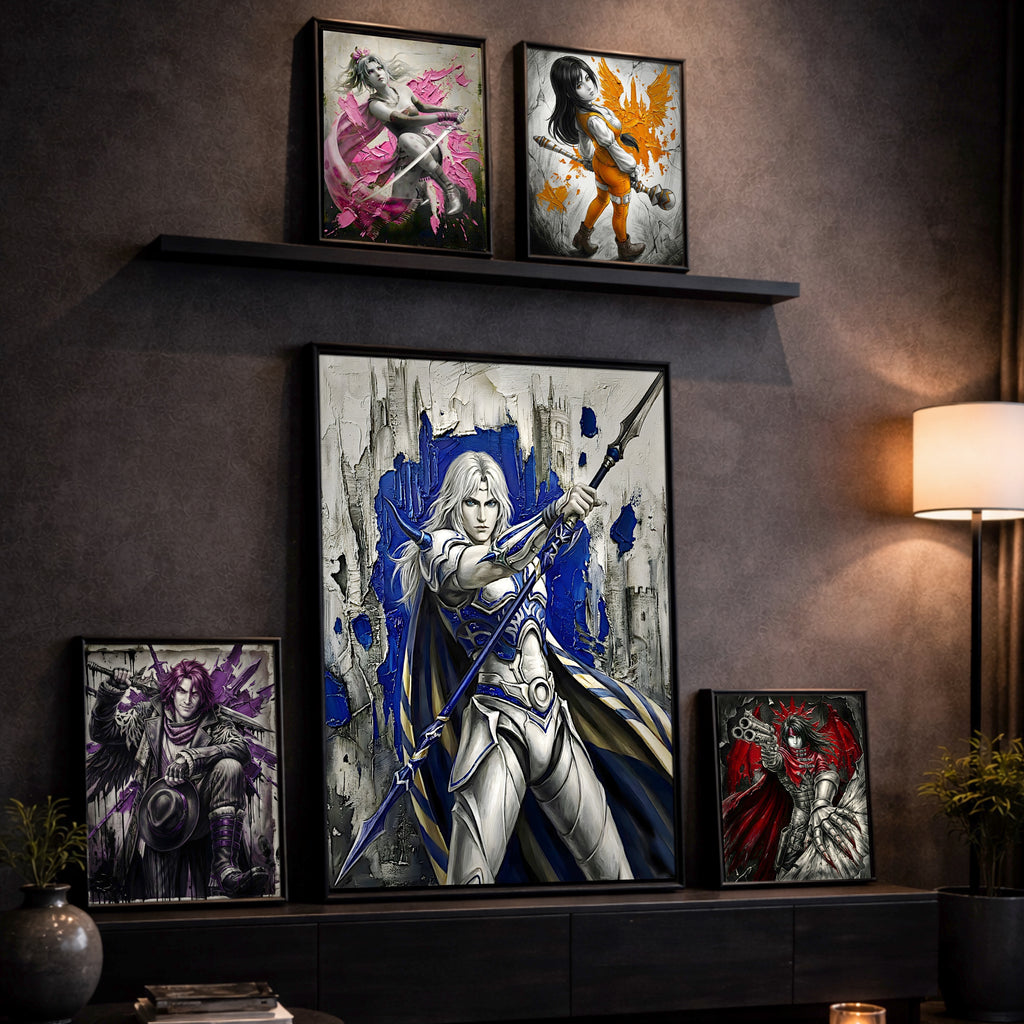 Cecil Harvey Paladin Art Print – Final Fantasy IV Hero Illustration - FF4 Monochrome JRPG Art