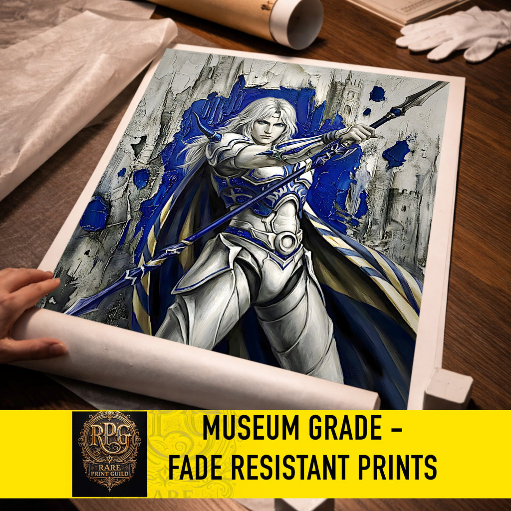 Cecil Harvey Paladin Art Print – Final Fantasy IV Hero Illustration - FF4 Monochrome JRPG Art