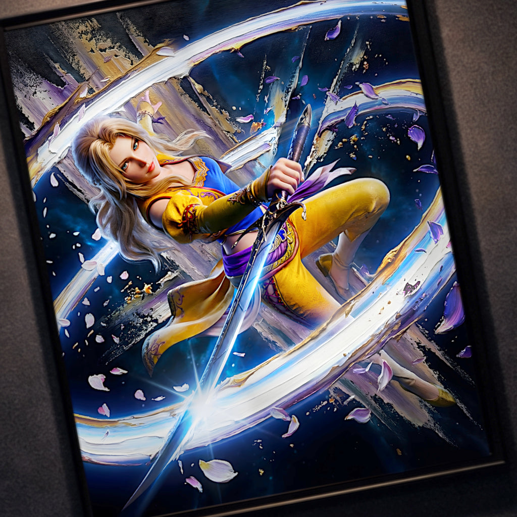 Celes Chere Poster | Final Fantasy VI Spinning Edge Limit Break Artwork | FF6 Wall Art Fine Art Print