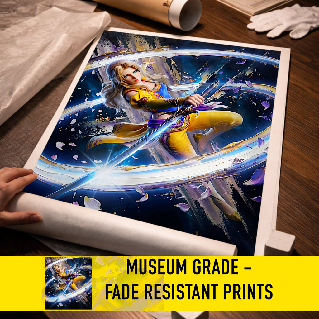 Celes Chere Poster | Final Fantasy VI Spinning Edge Limit Break Artwork | FF6 Wall Art Fine Art Print