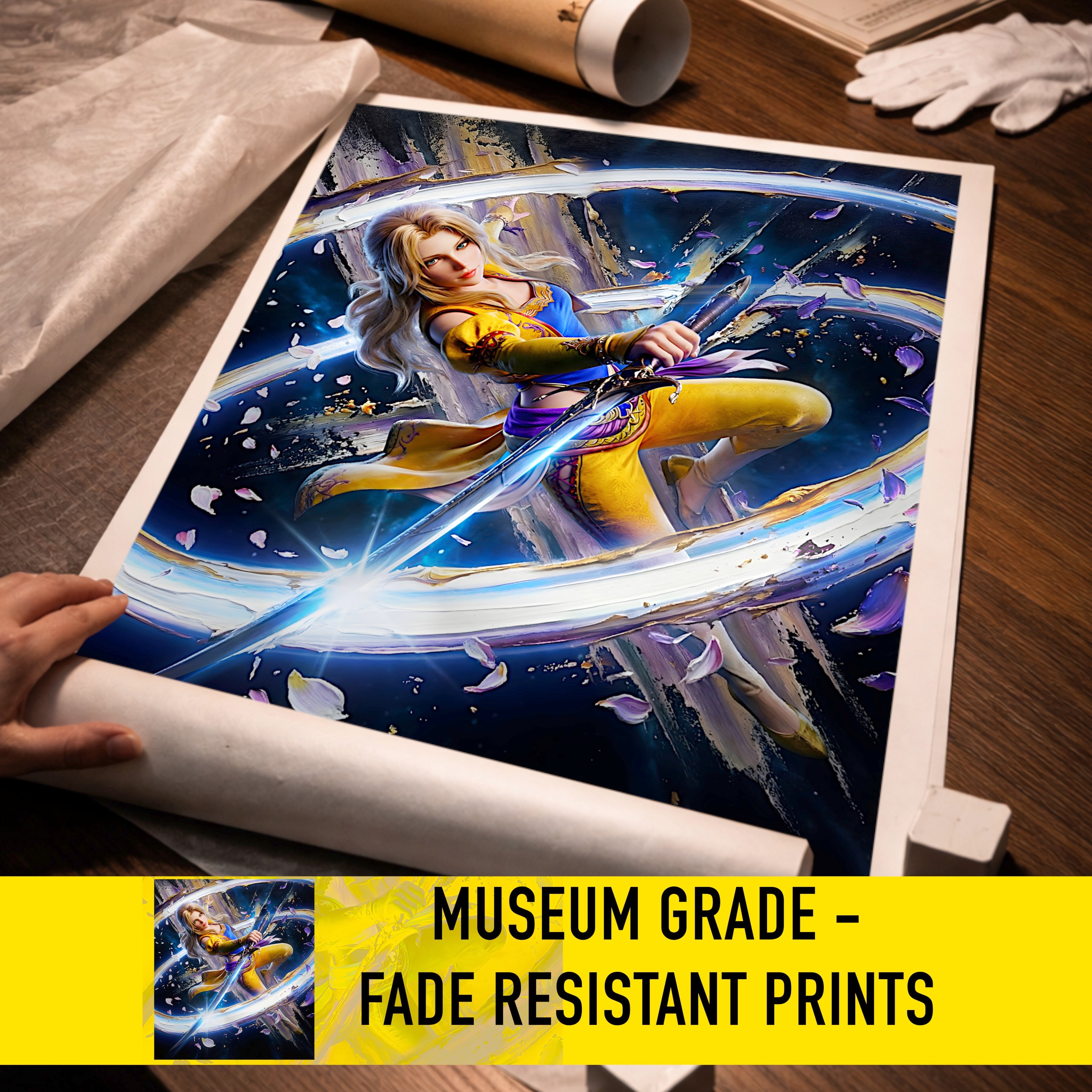 Celes Chere Poster | Final Fantasy VI Spinning Edge Limit Break Artwork | FF6 Wall Art Fine Art Print