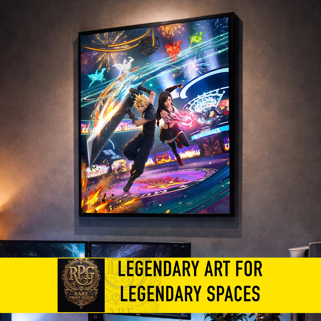 Cloud and Tifa Art Print | Final Fantasy VII Wall Art | FF7 Remake Rebirth Poster | JRPG Romance Artwork | Gamer Decor