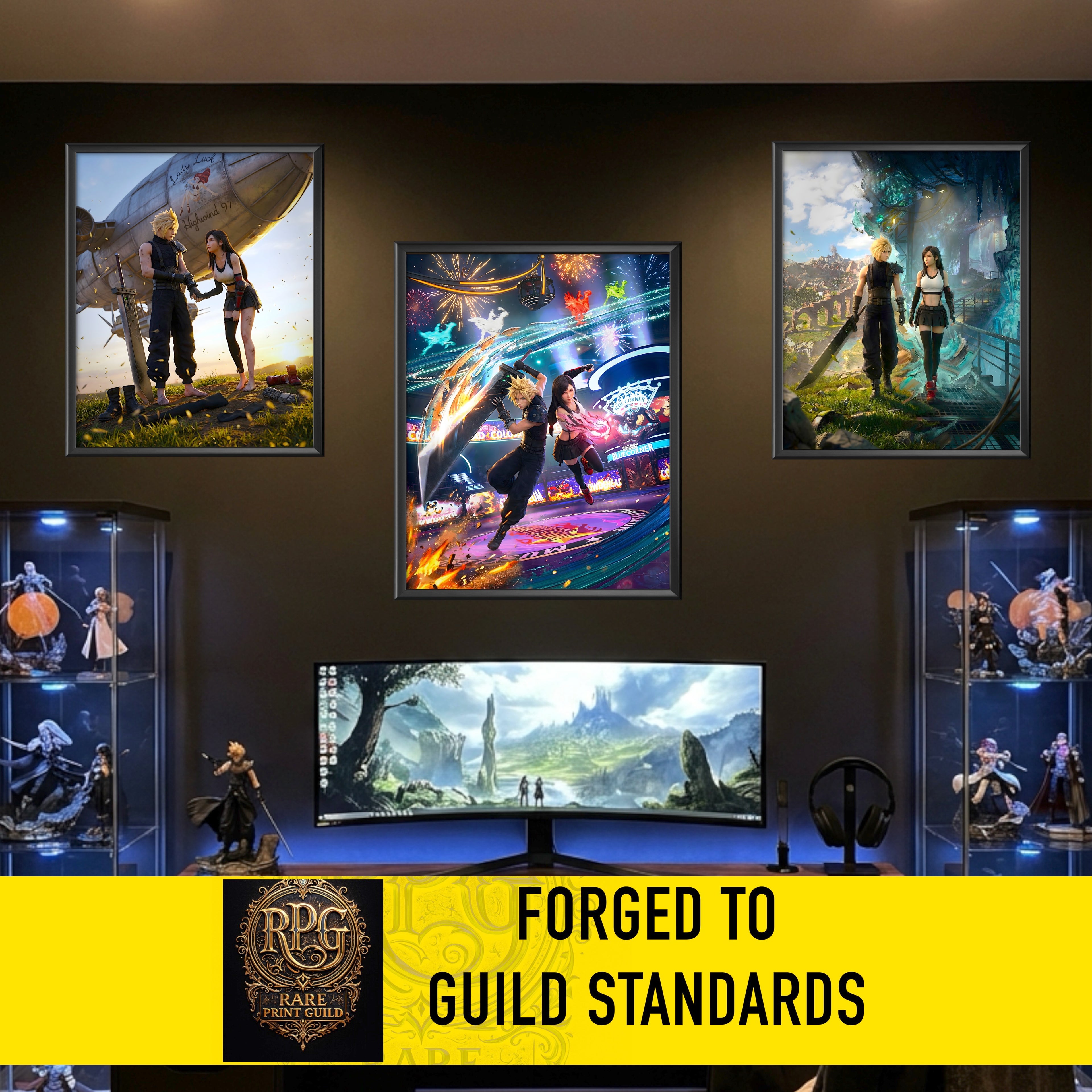 Cloud and Tifa Art Print | Final Fantasy VII Wall Art | FF7 Remake Rebirth Poster | JRPG Romance Artwork | Gamer Decor