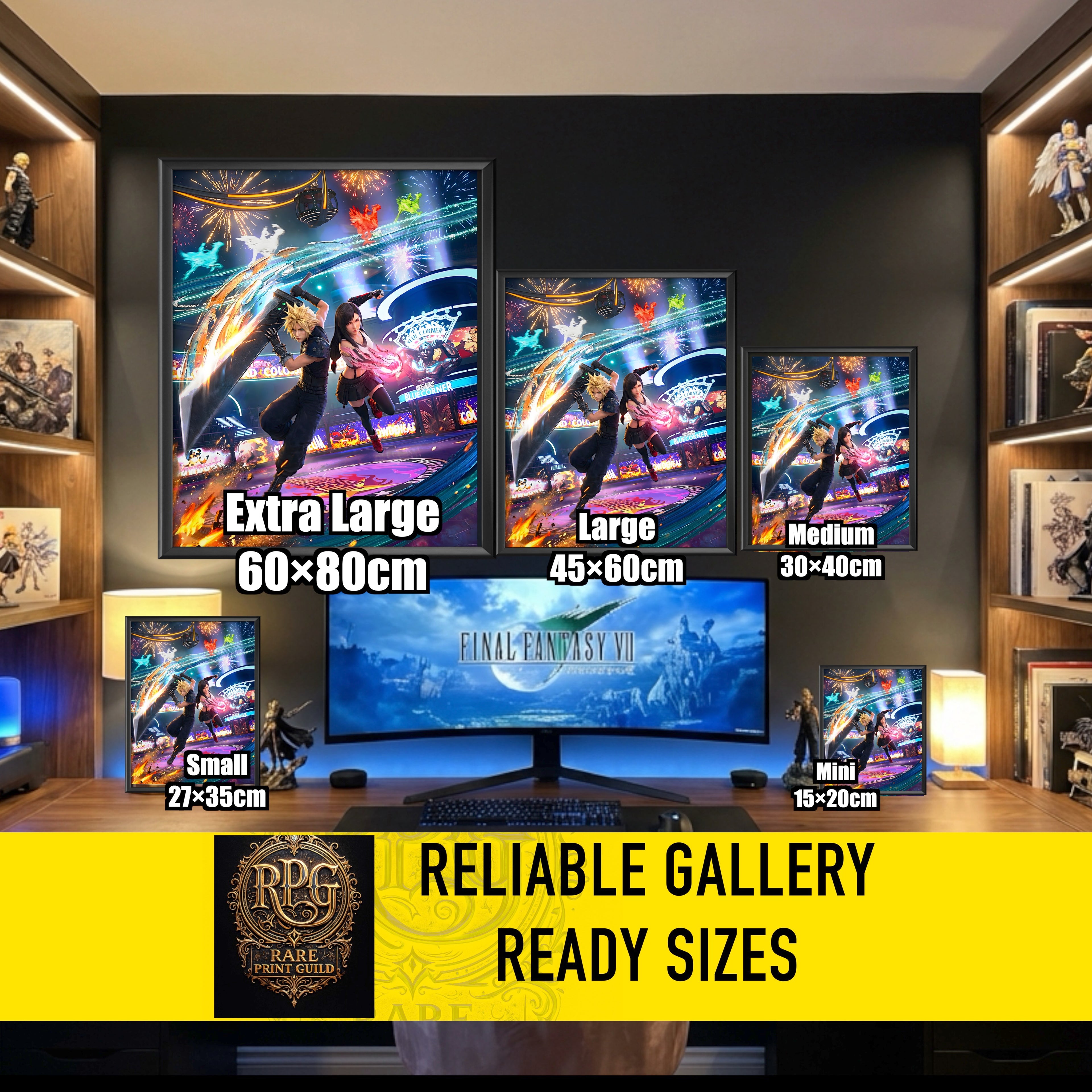 Cloud and Tifa Art Print | Final Fantasy VII Wall Art | FF7 Remake Rebirth Poster | JRPG Romance Artwork | Gamer Decor