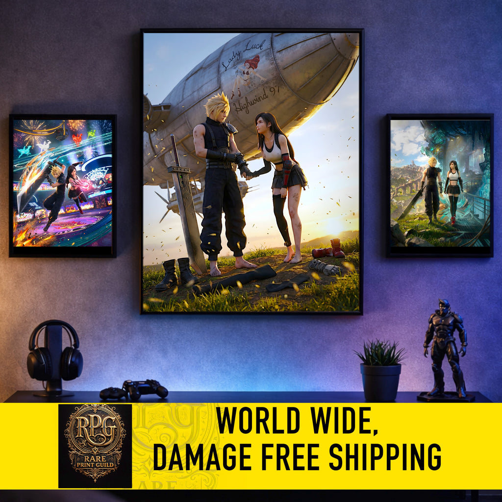 Cloud and Tifa Art Print | Final Fantasy VII Wall Art | FF7 Remake Rebirth Poster | JRPG Romance Artwork | Gamer Decor