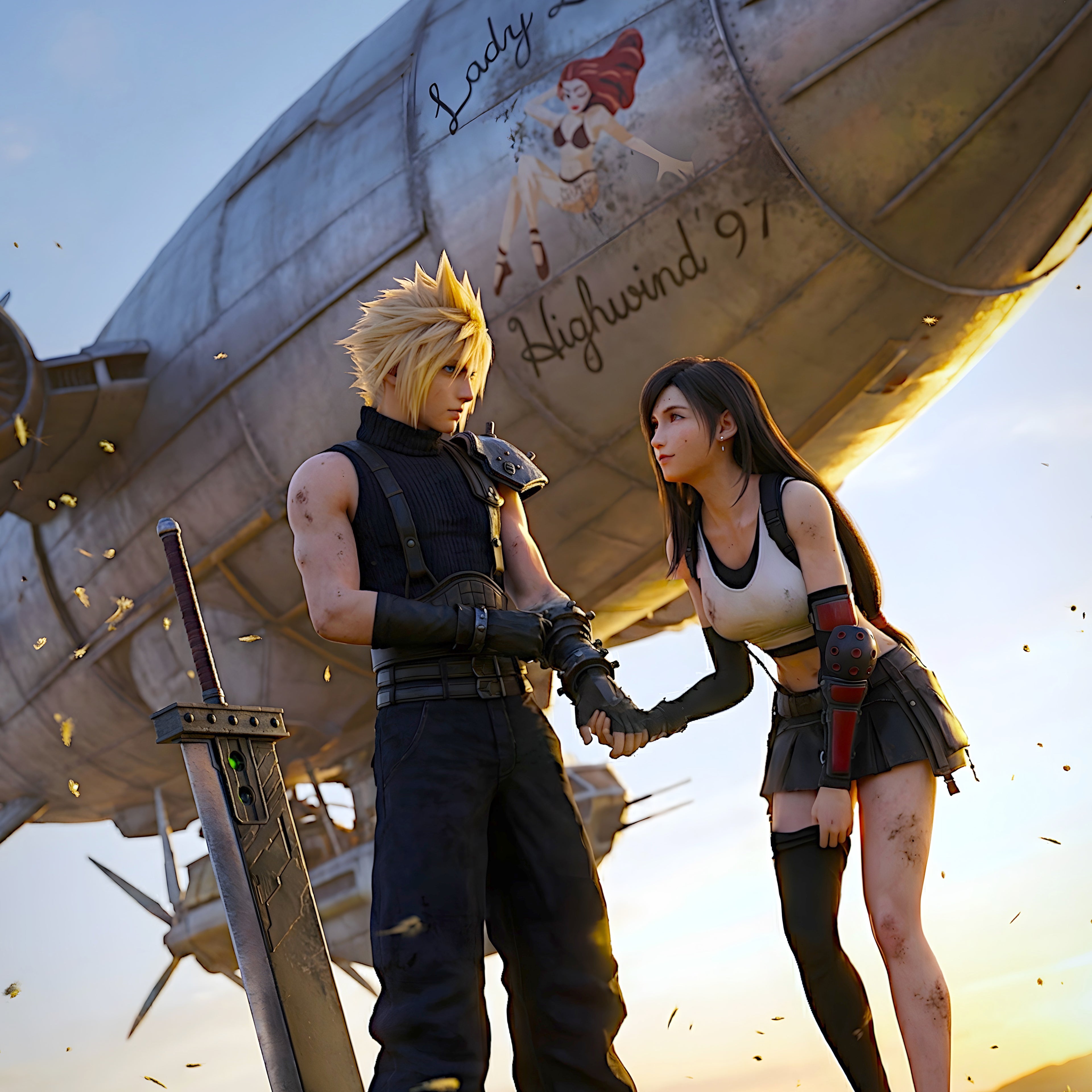 Cloud and Tifa Art Print | Final Fantasy VII Wall Art | FF7 Remake Rebirth Poster | JRPG Romance Artwork | Gamer Decor