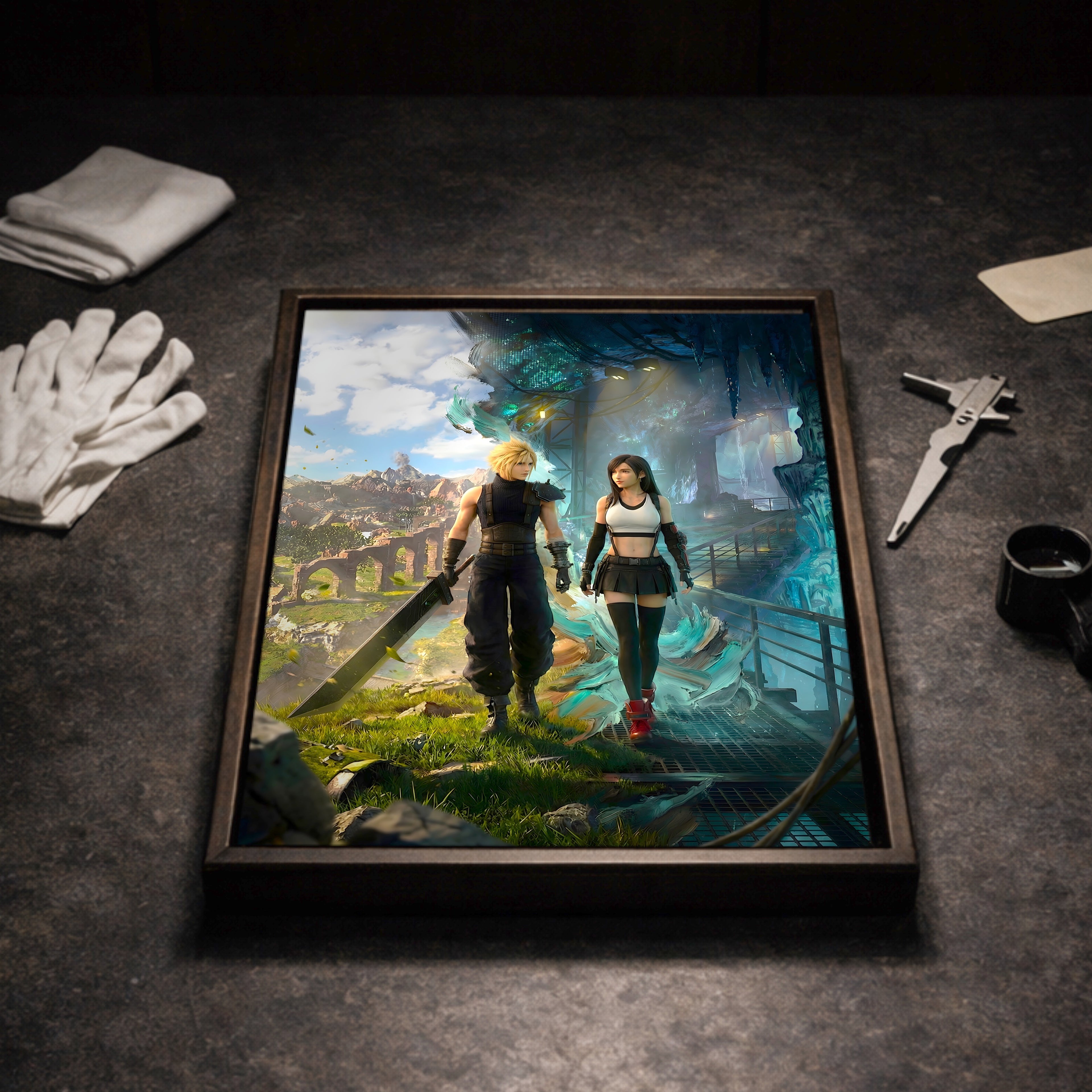 Cloud and Tifa Art Print | Final Fantasy VII Wall Art | FF7 Remake Rebirth Poster | JRPG Romance Artwork | Gamer Decor