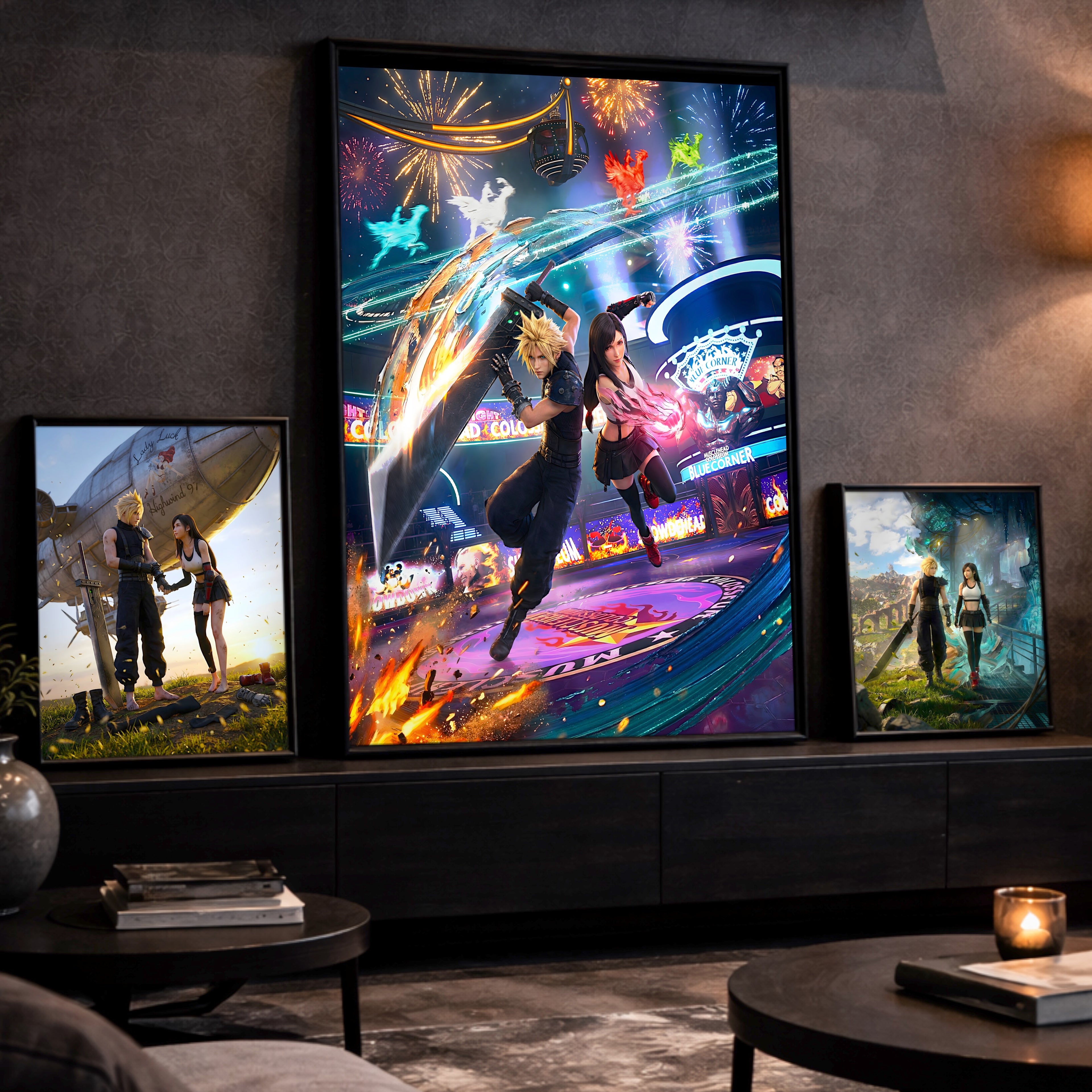 Cloud and Tifa Art Print | Final Fantasy VII Wall Art | FF7 Remake Rebirth Poster | JRPG Romance Artwork | Gamer Decor