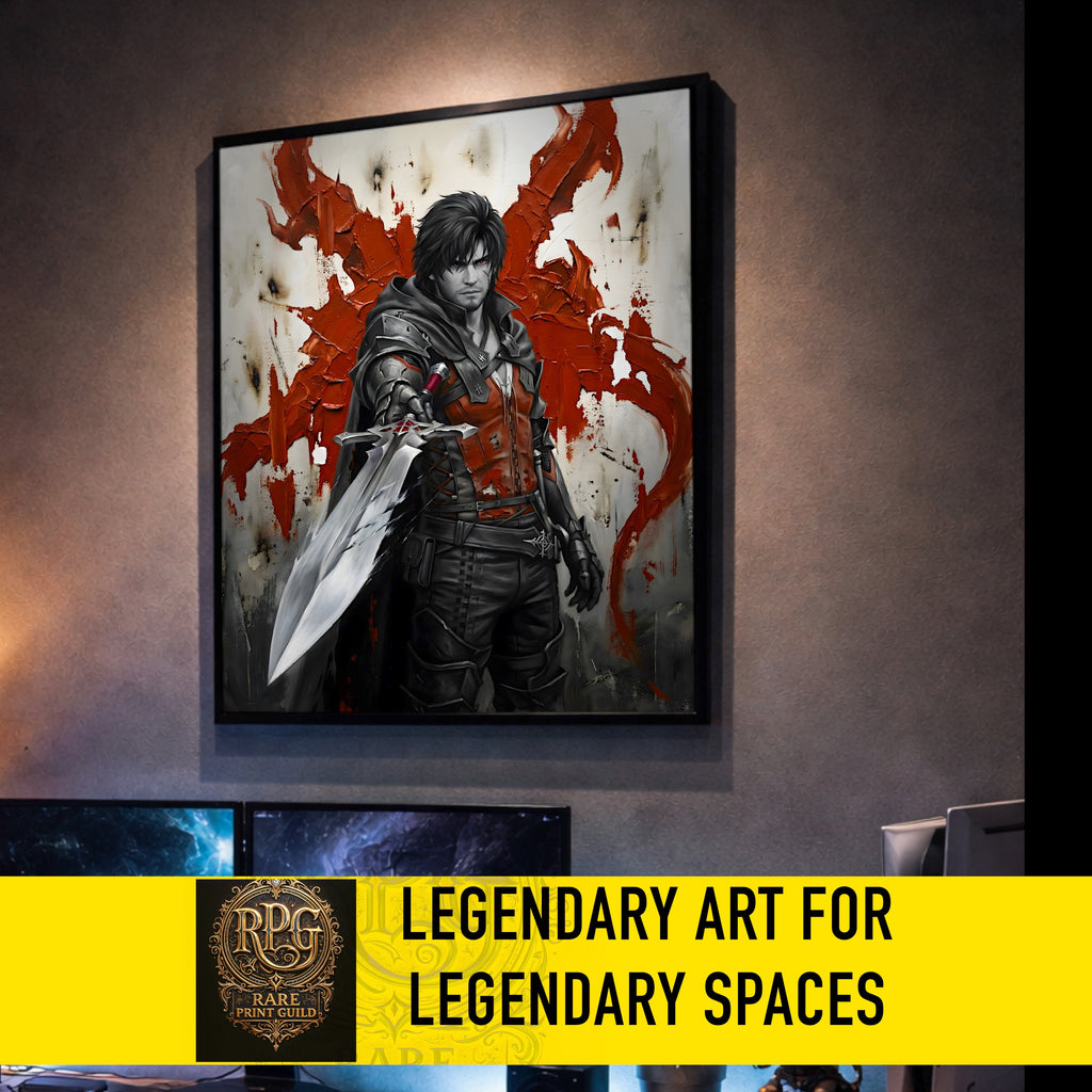 Clive Rosfield Monochrome Art Print | Final Fantasy XVI Poster | FF16 Clive Rosfield Wall Art