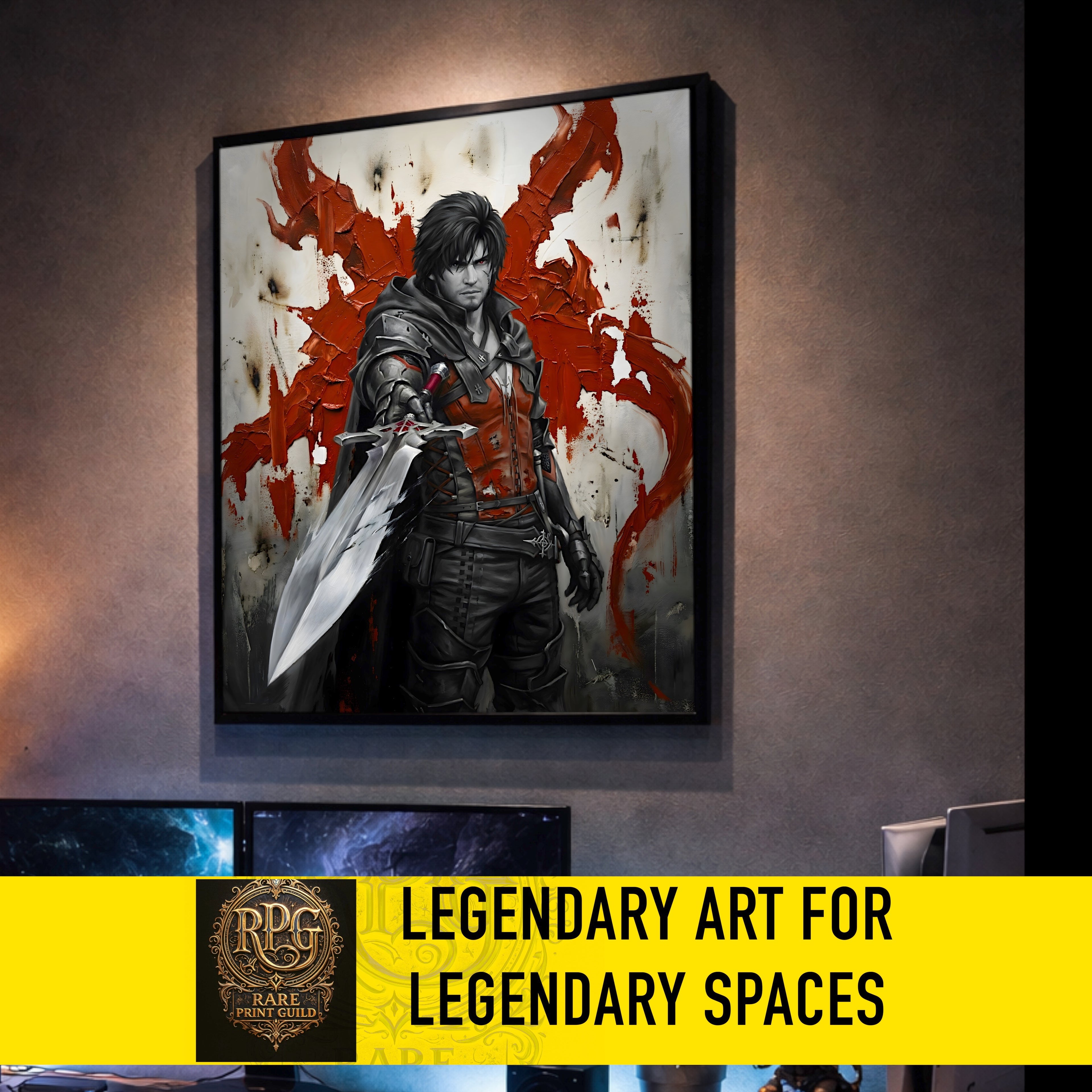 Clive Rosfield Monochrome Art Print | Final Fantasy XVI Poster | FF16 Clive Rosfield Wall Art