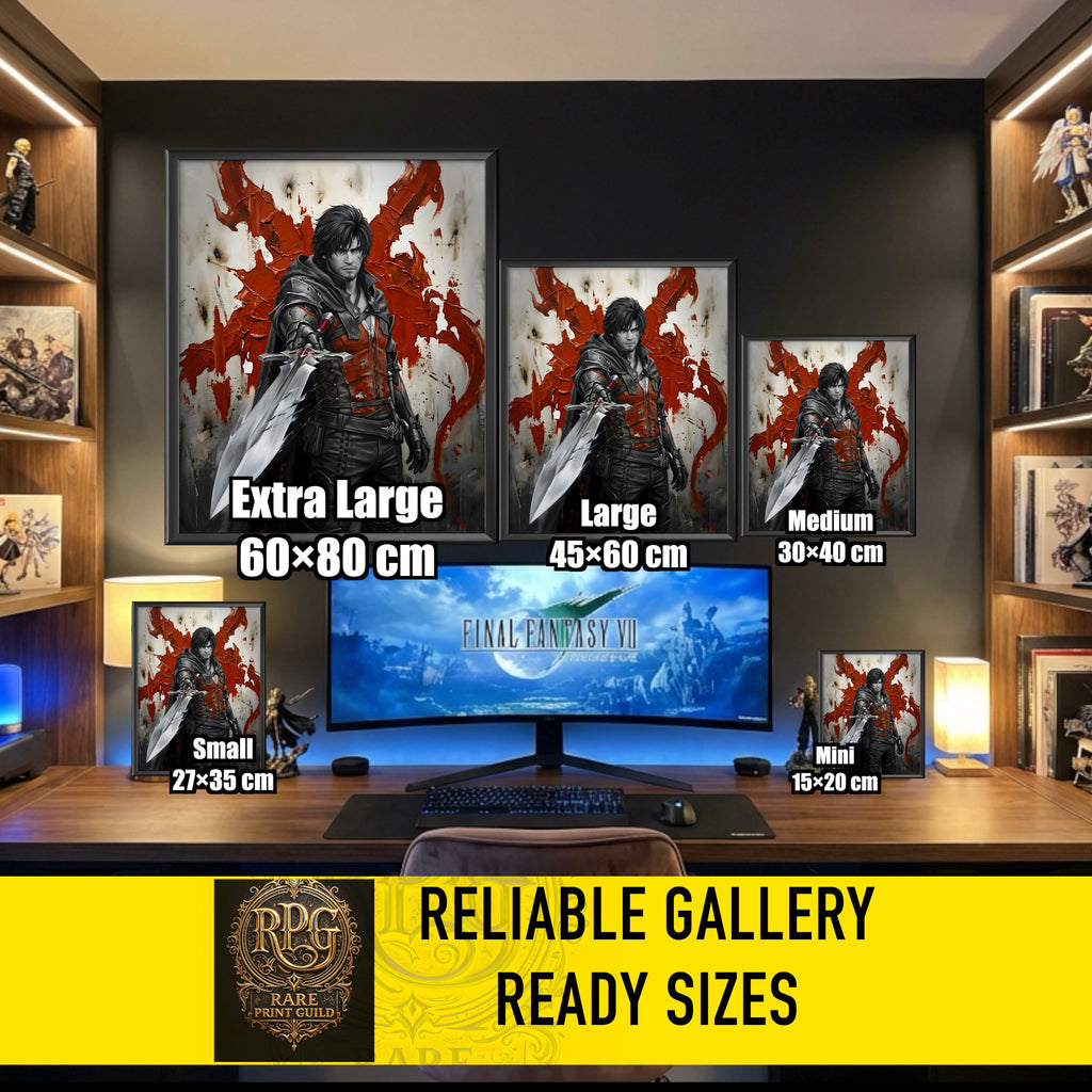 Clive Rosfield Monochrome Art Print | Final Fantasy XVI Poster | FF16 Clive Rosfield Wall Art