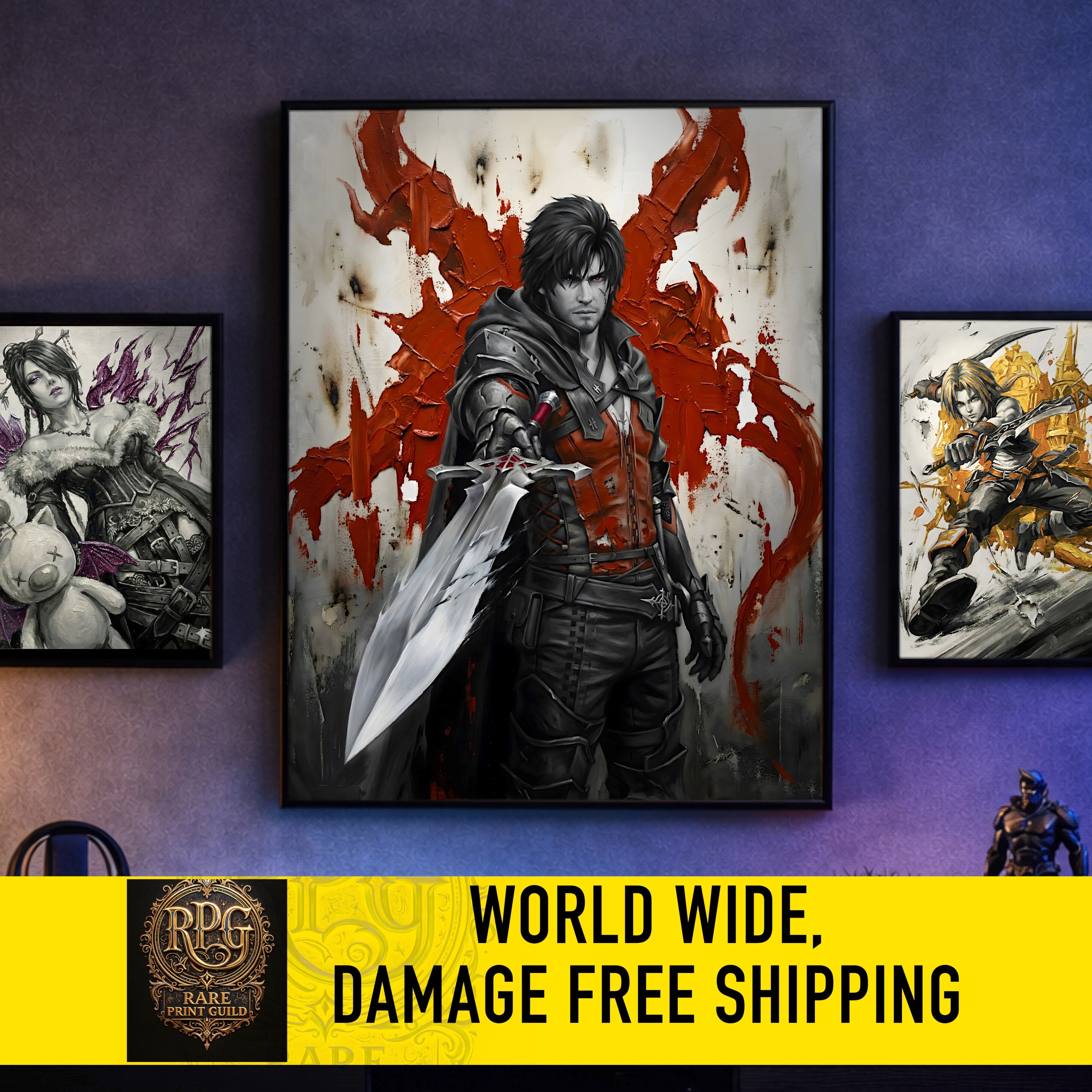 Clive Rosfield Monochrome Art Print | Final Fantasy XVI Poster | FF16 Clive Rosfield Wall Art
