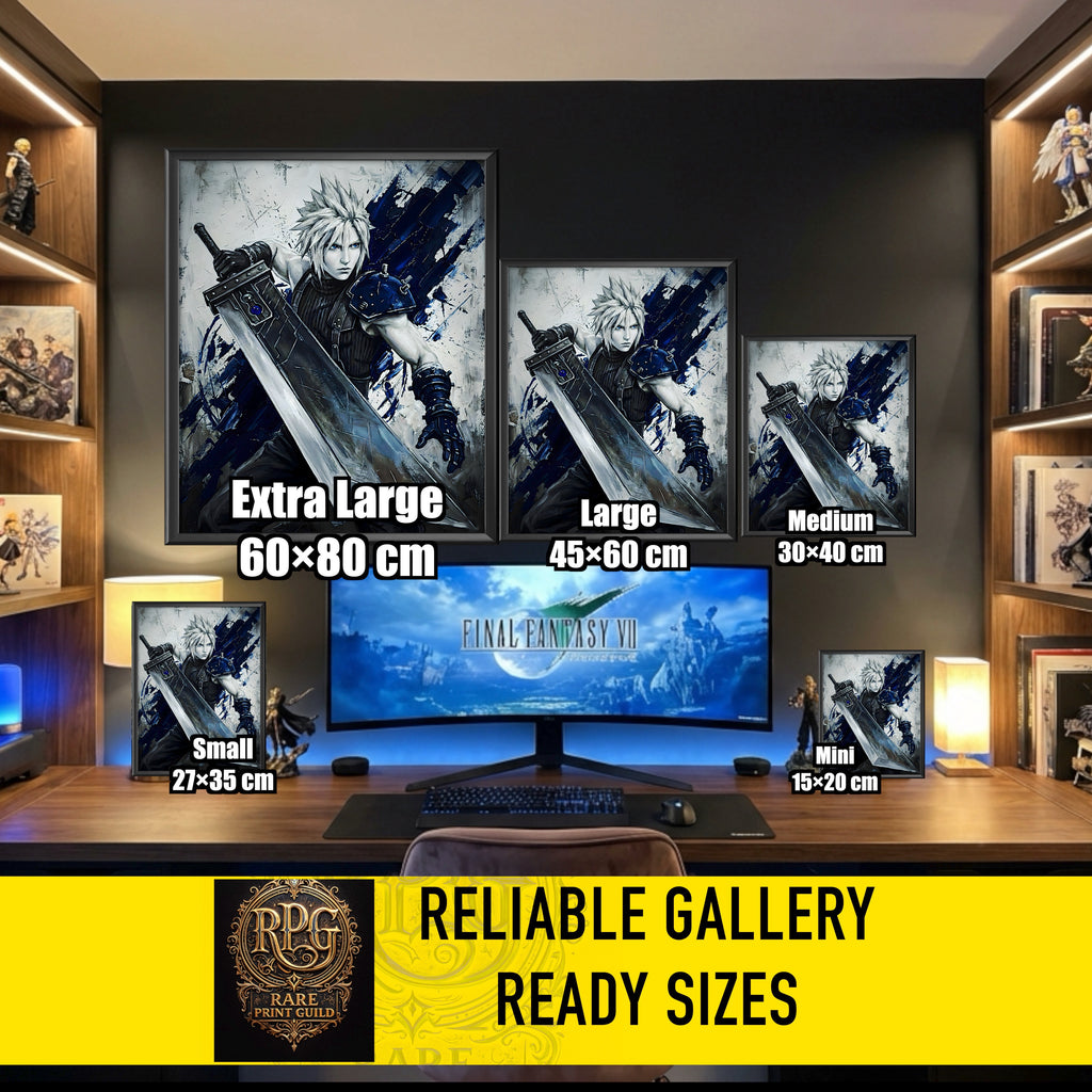 Cloud Strife Monochrome Art Print | Final Fantasy VII Remake & Rebirth Poster | FF7 Cloud Wall Art