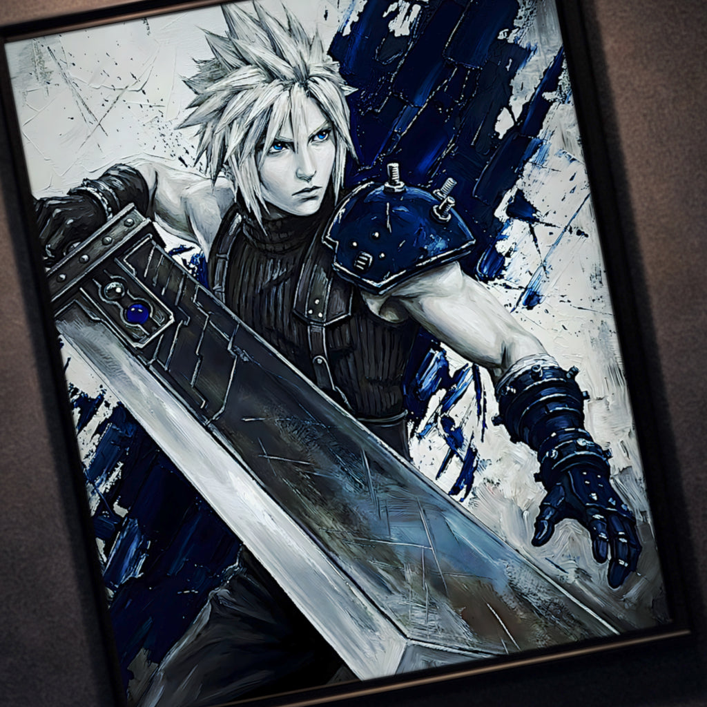 Cloud Strife Monochrome Art Print | Final Fantasy VII Remake & Rebirth Poster | FF7 Cloud Wall Art
