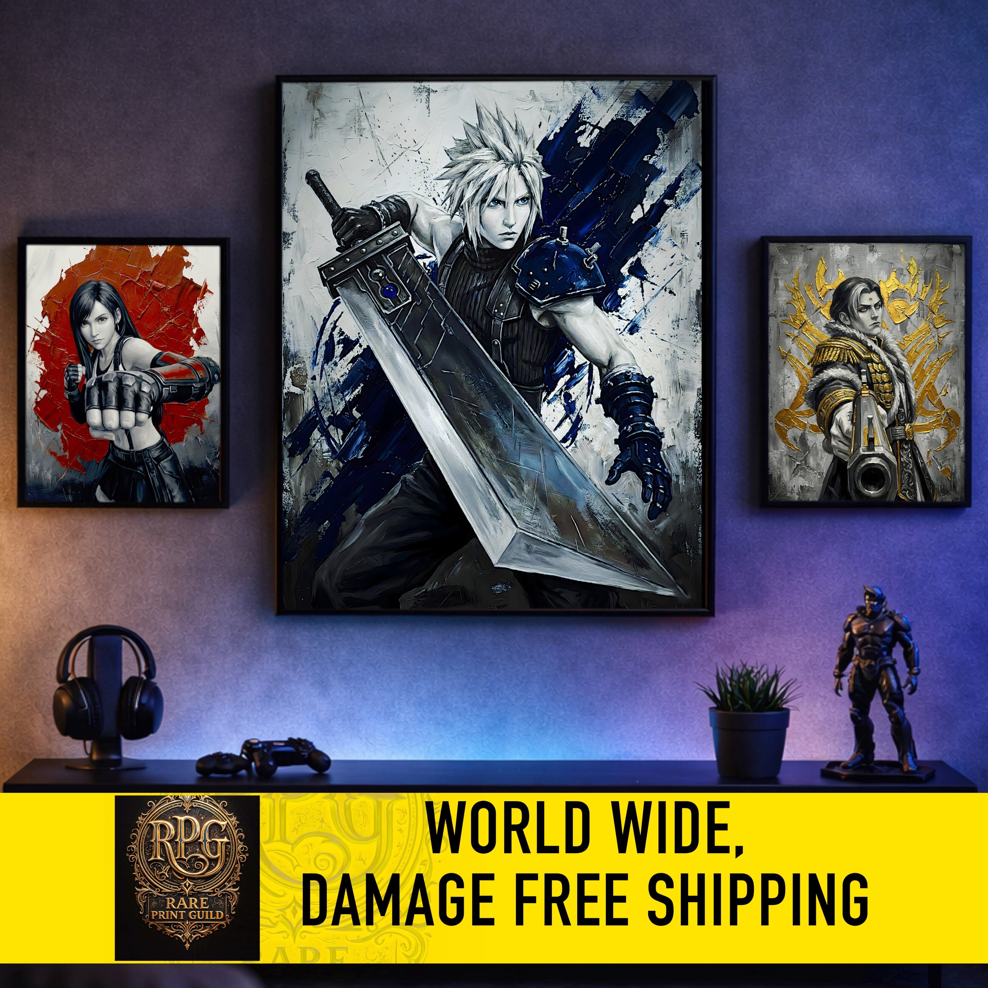 Cloud Strife Monochrome Art Print | Final Fantasy VII Remake & Rebirth Poster | FF7 Cloud Wall Art