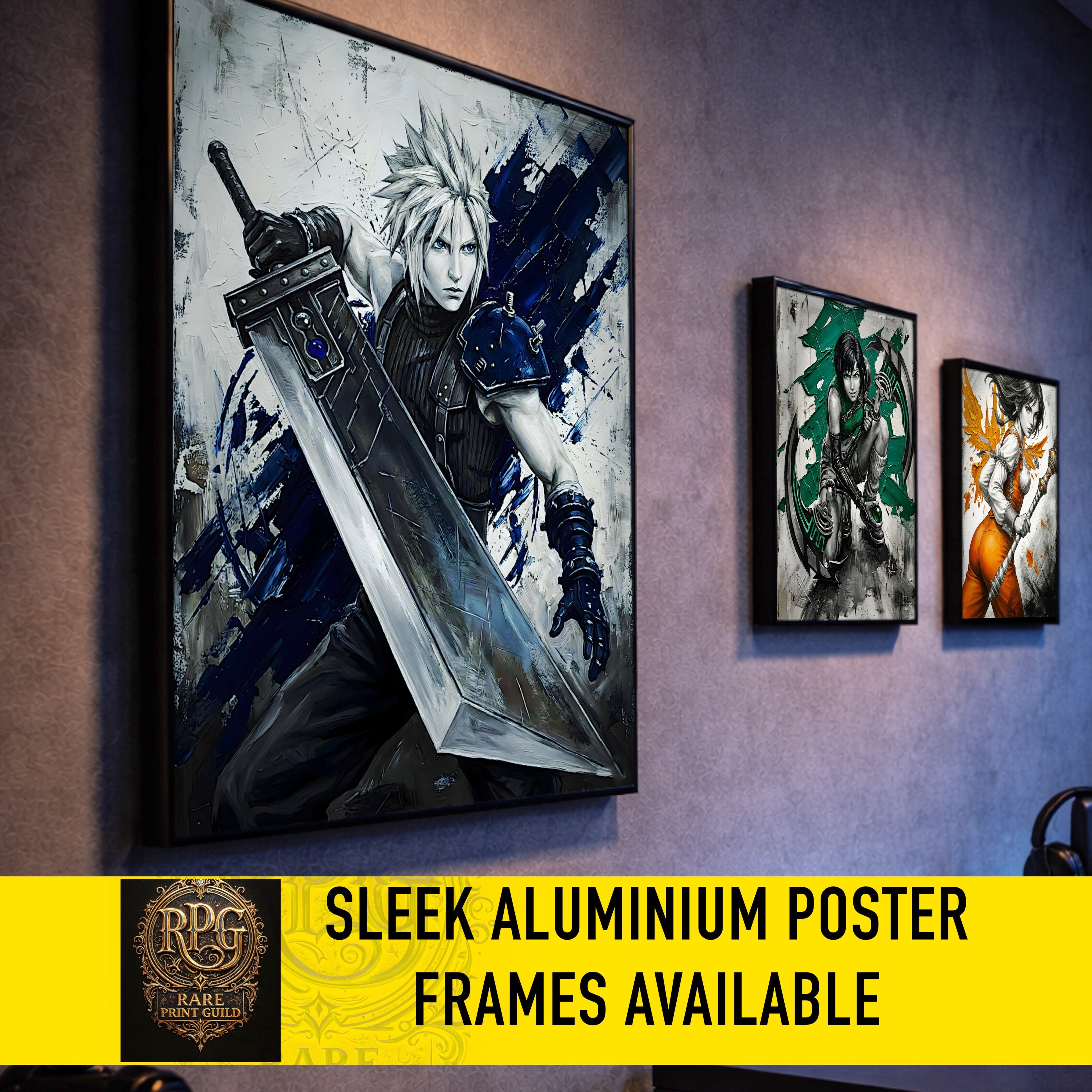 Cloud Strife Monochrome Art Print | Final Fantasy VII Remake & Rebirth Poster | FF7 Cloud Wall Art
