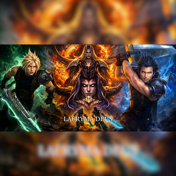 "Lacryma Deus" - Final Fantasy VII Rebirth Triptych Art Print – Cloud & Zack vs Bizarro Sephiroth Fine Art Set