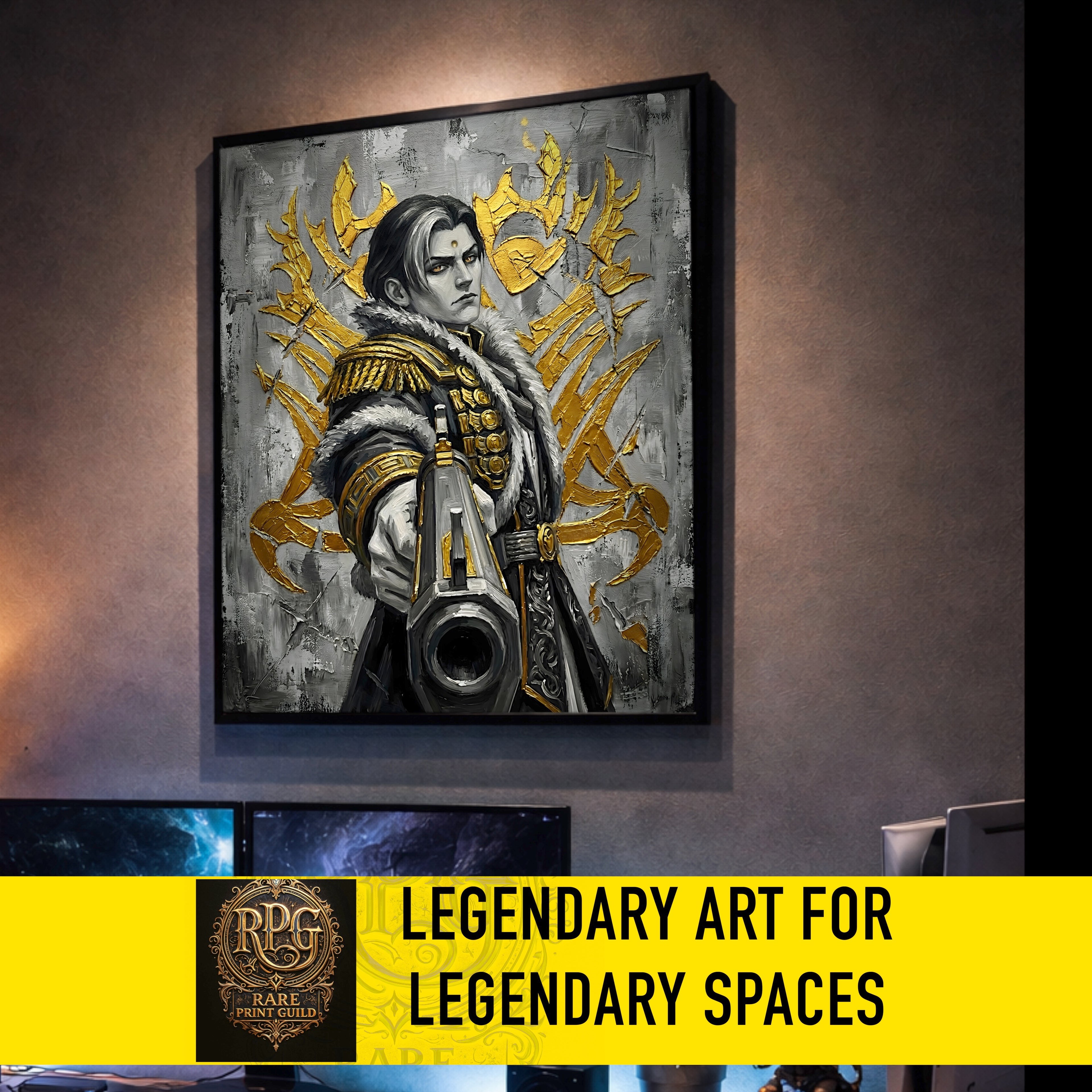 Emet-Selch Monochrome Art Print | Final Fantasy XIV Villain Portrait | Dark Fantasy Luxury Poster