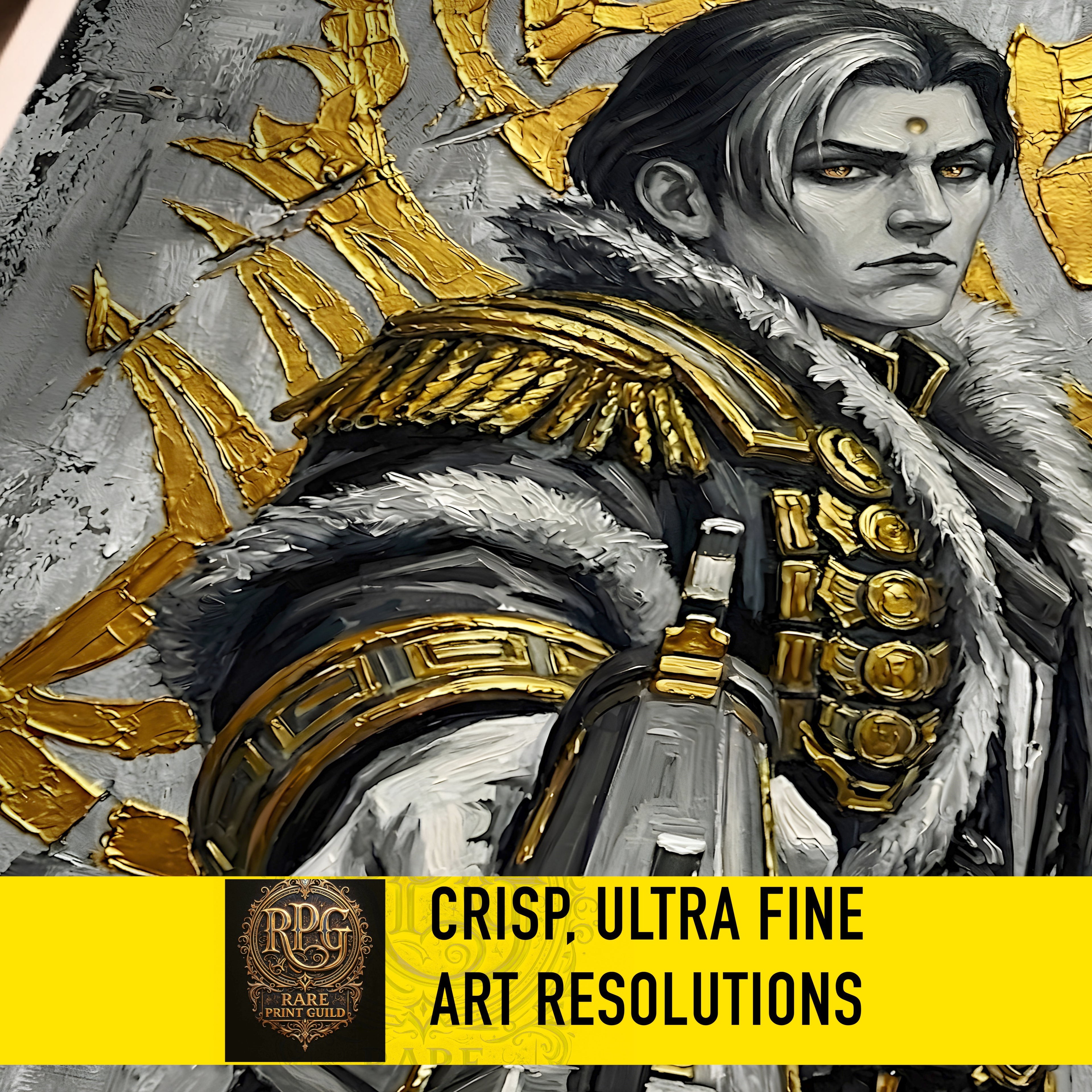 Emet-Selch Monochrome Art Print | Final Fantasy XIV Villain Portrait | Dark Fantasy Luxury Poster