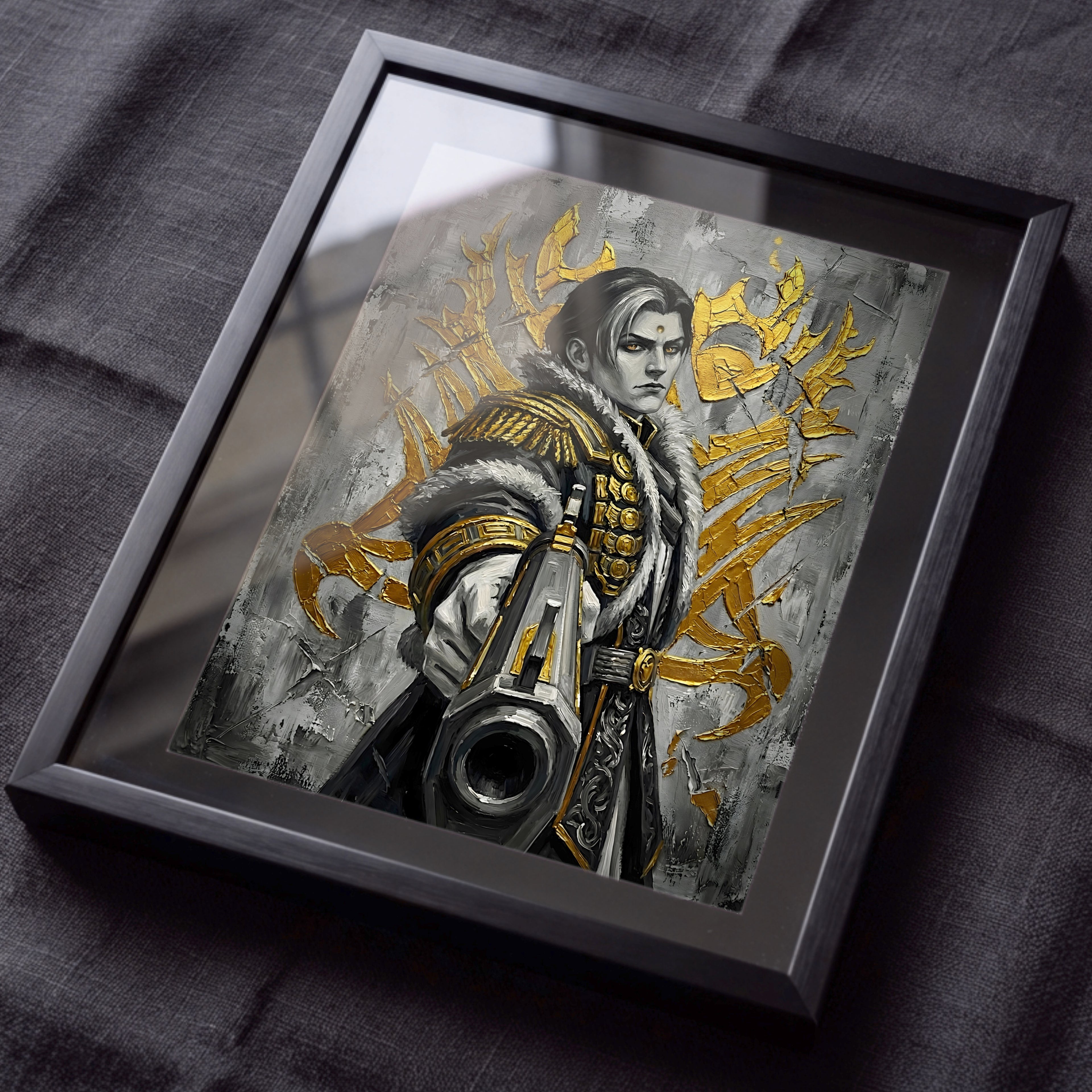 Emet-Selch Monochrome Art Print | Final Fantasy XIV Villain Portrait | Dark Fantasy Luxury Poster