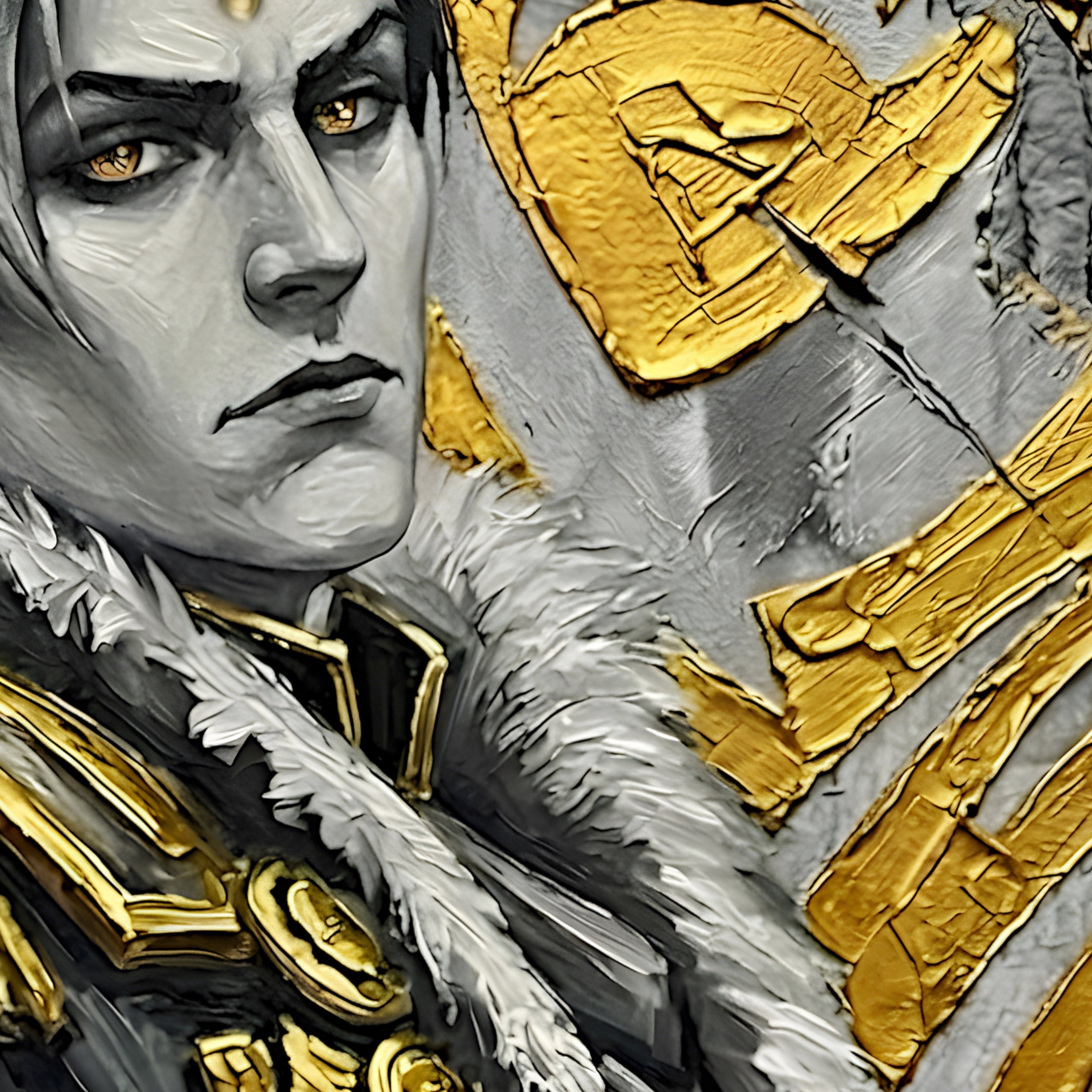 Emet-Selch Monochrome Art Print | Final Fantasy XIV Villain Portrait | Dark Fantasy Luxury Poster