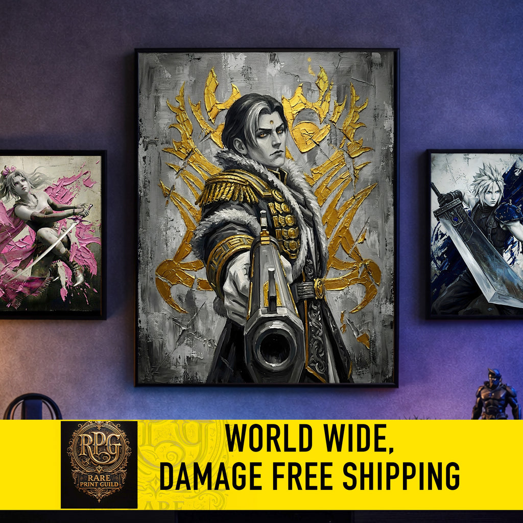 Emet-Selch Monochrome Art Print | Final Fantasy XIV Villain Portrait | Dark Fantasy Luxury Poster