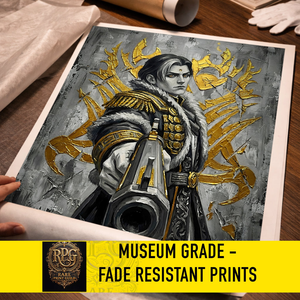 Emet-Selch Monochrome Art Print | Final Fantasy XIV Villain Portrait | Dark Fantasy Luxury Poster