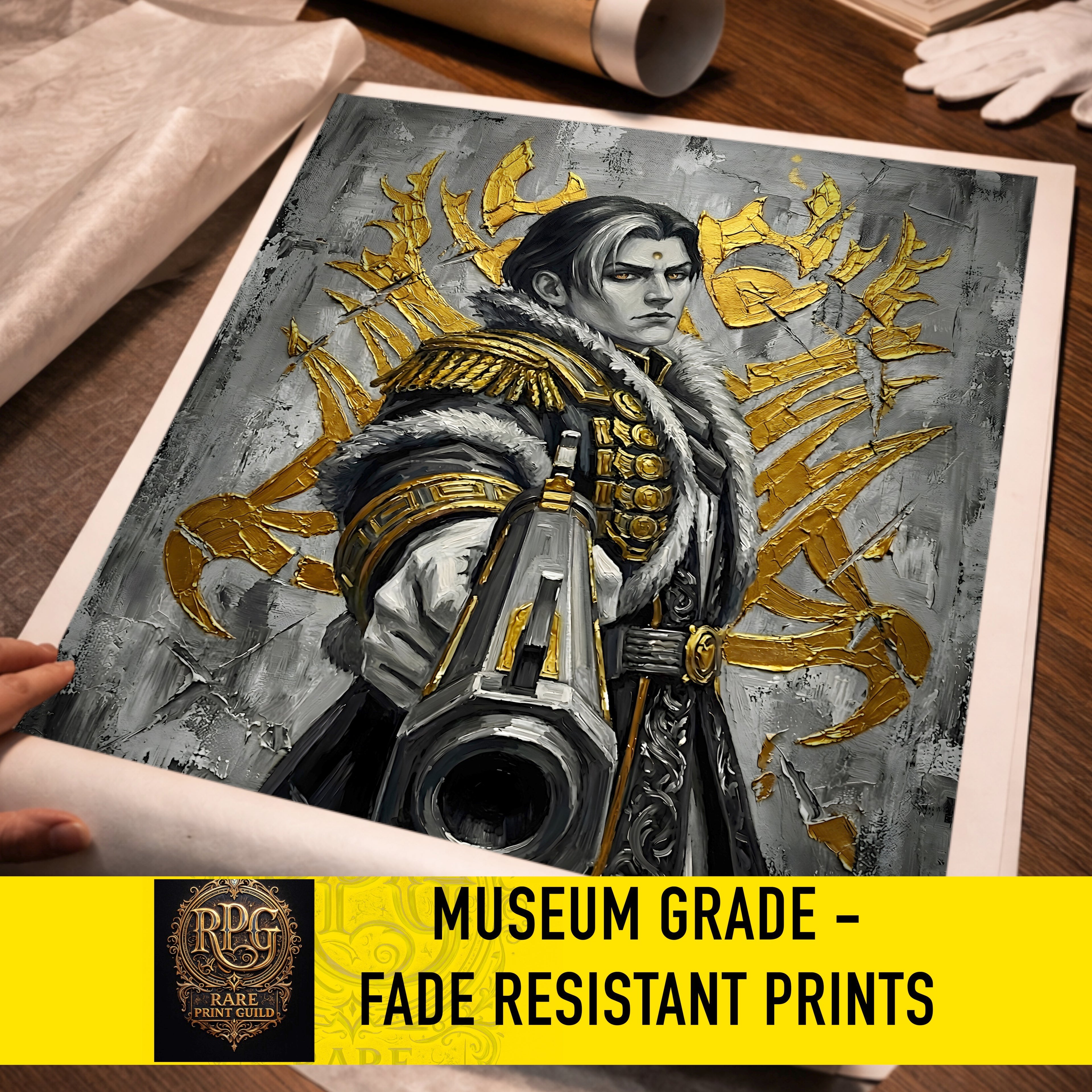 Emet-Selch Monochrome Art Print | Final Fantasy XIV Villain Portrait | Dark Fantasy Luxury Poster