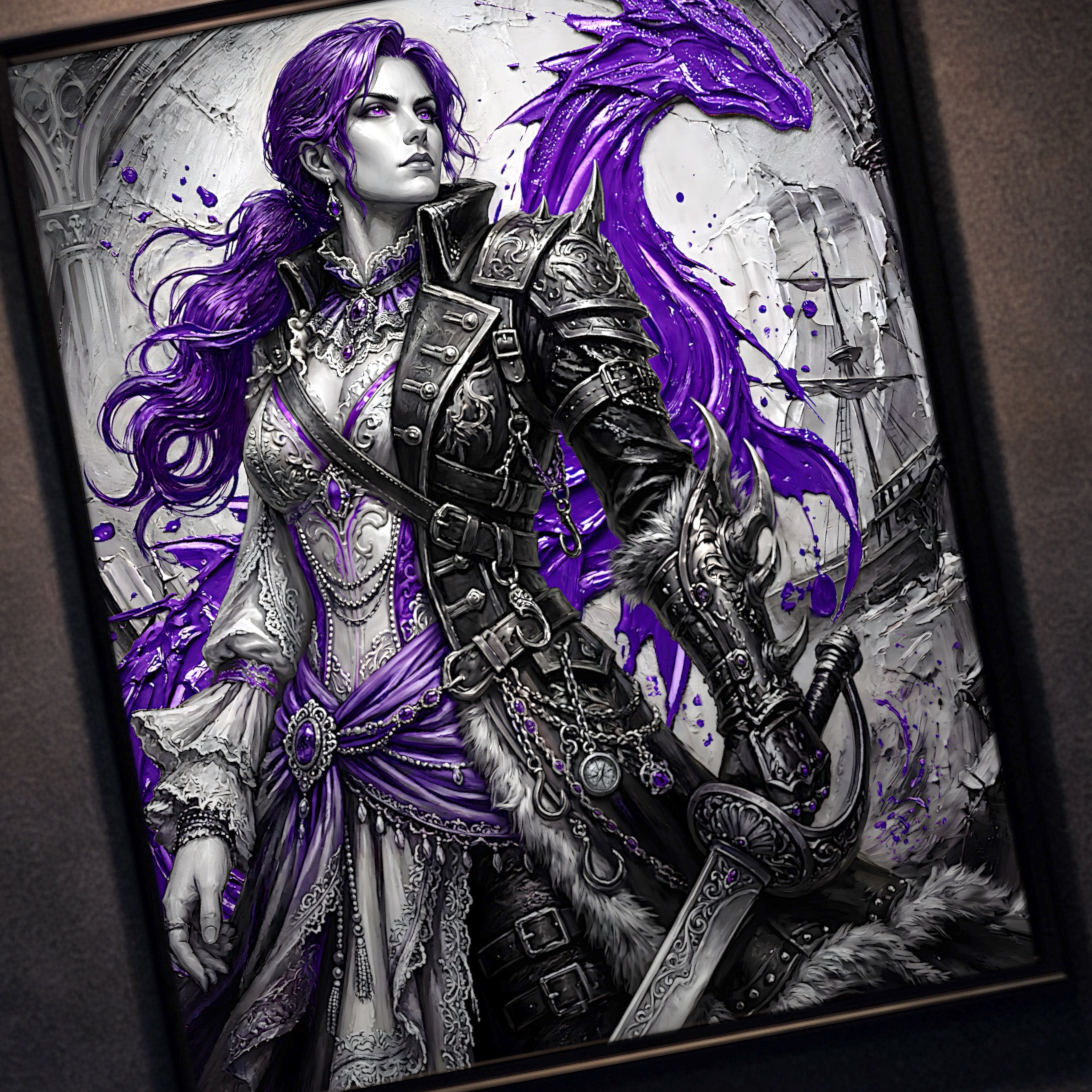 Faris Monochrome Edition | Final Fantasy V Wall Art | Sarisa Tycoon Pirate Princess Print