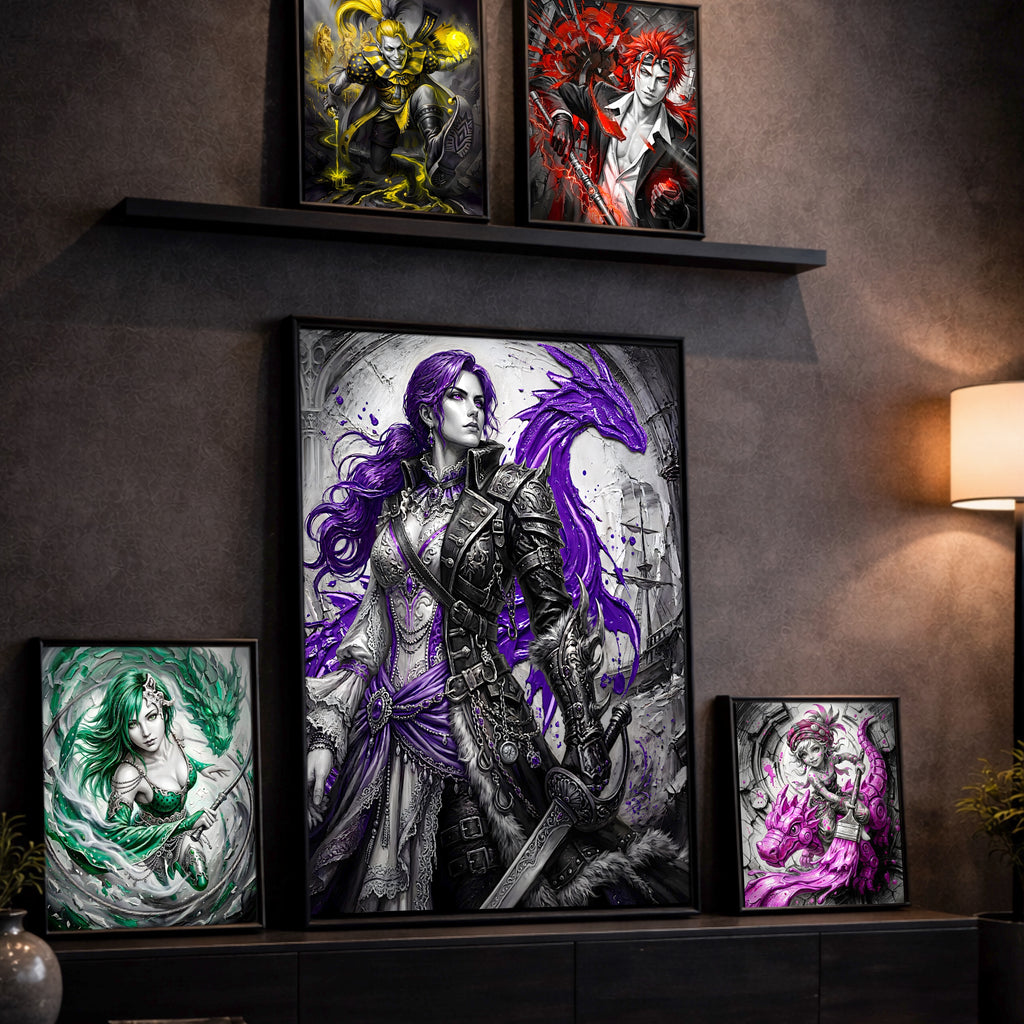 Faris Monochrome Edition | Final Fantasy V Wall Art | Sarisa Tycoon Pirate Princess Print