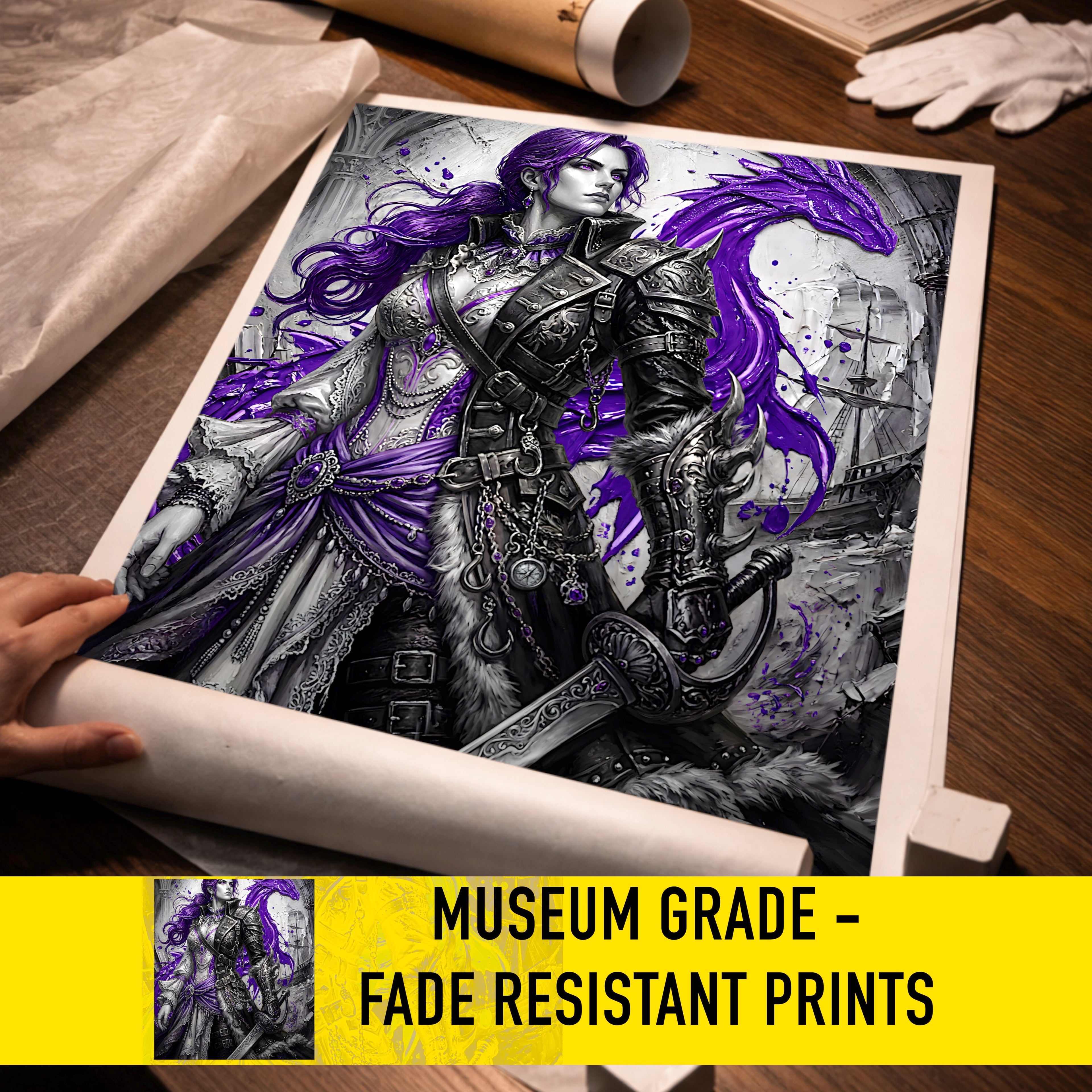 Faris Monochrome Edition | Final Fantasy V Wall Art | Sarisa Tycoon Pirate Princess Print