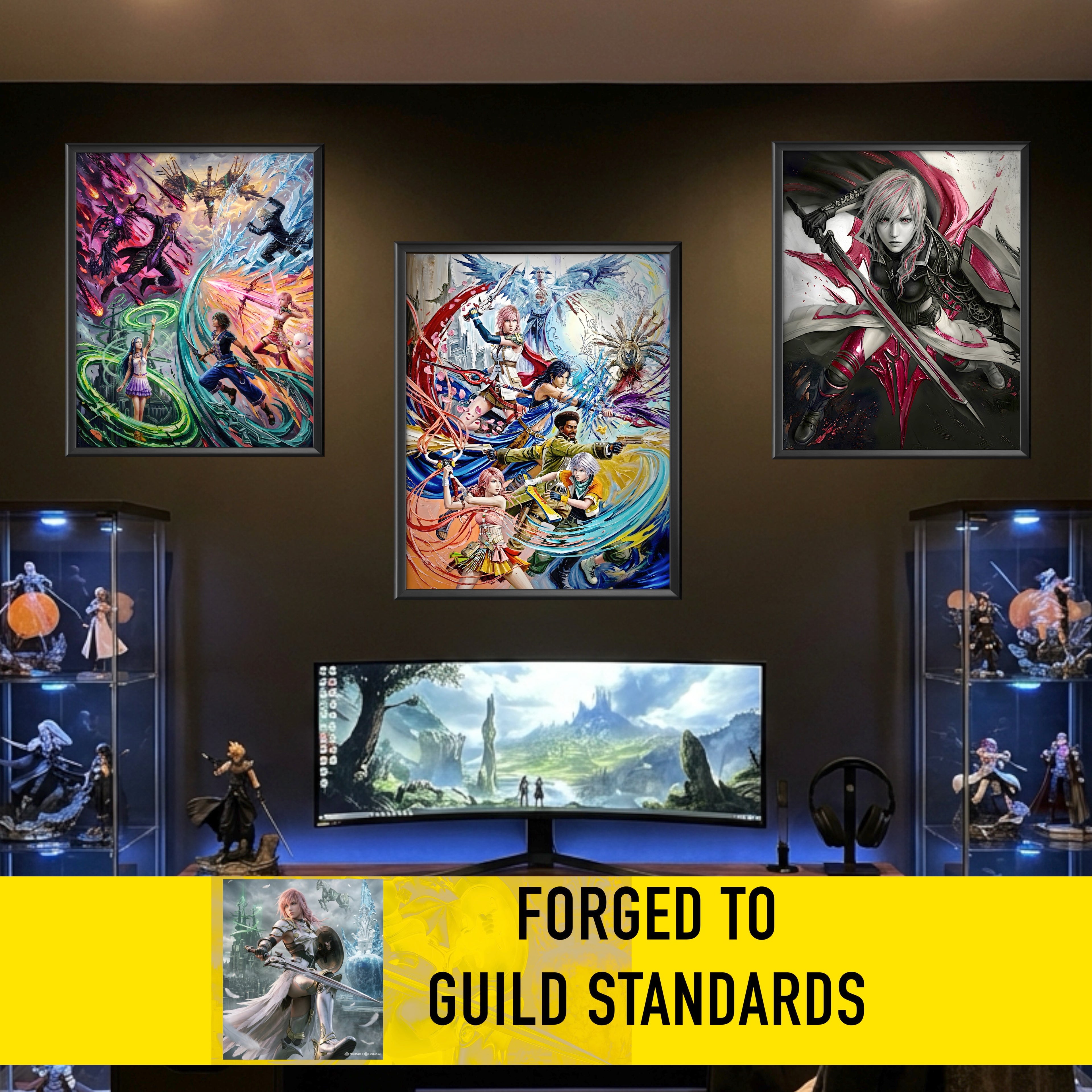 Final Fantasy XIII Ensemble Art Print – Pulse Rebellion & Valhalla Reckoning | FF13 Trilogy Premium JRPG Wall Art