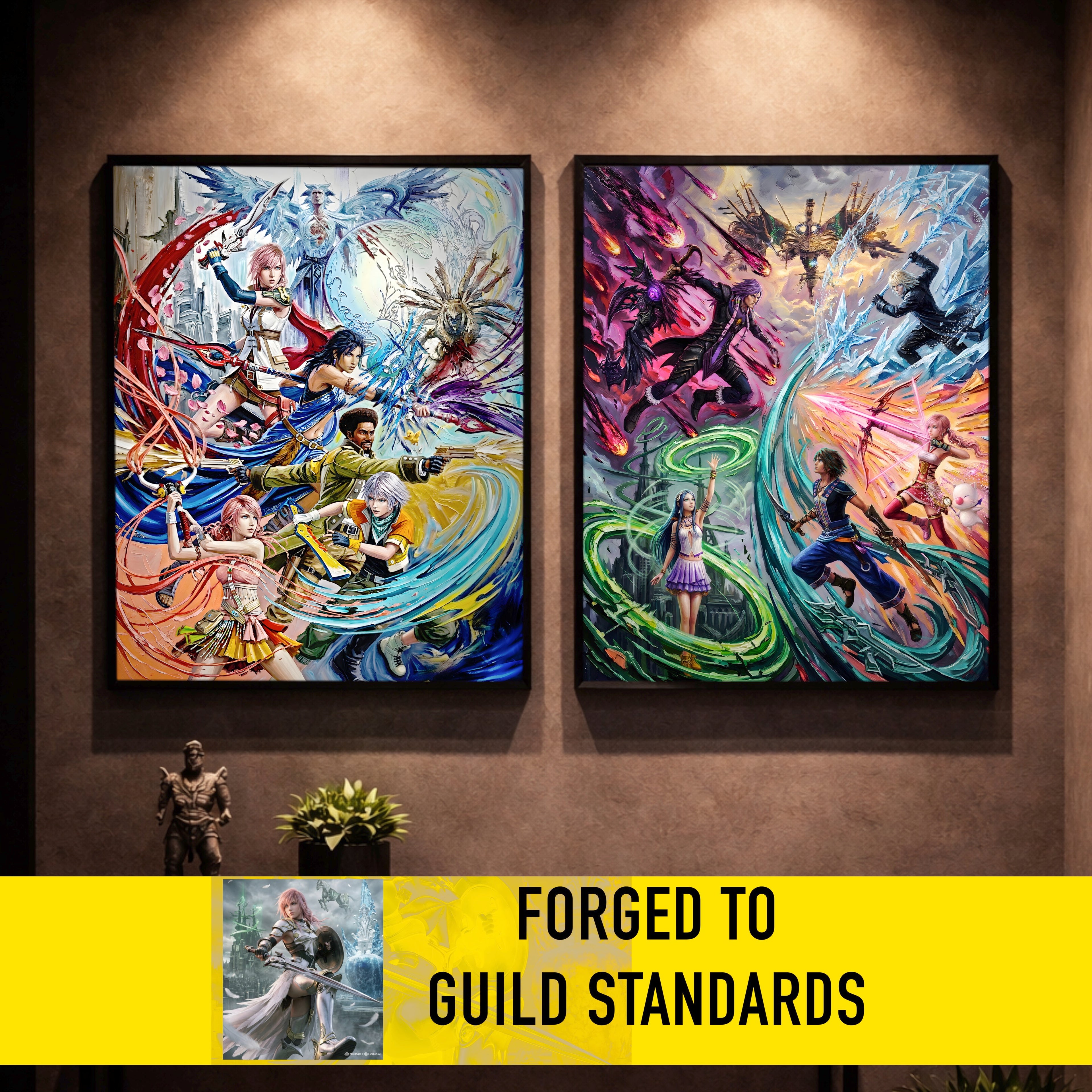 Final Fantasy XIII Ensemble Art Print – Pulse Rebellion & Valhalla Reckoning | FF13 Trilogy Premium JRPG Wall Art