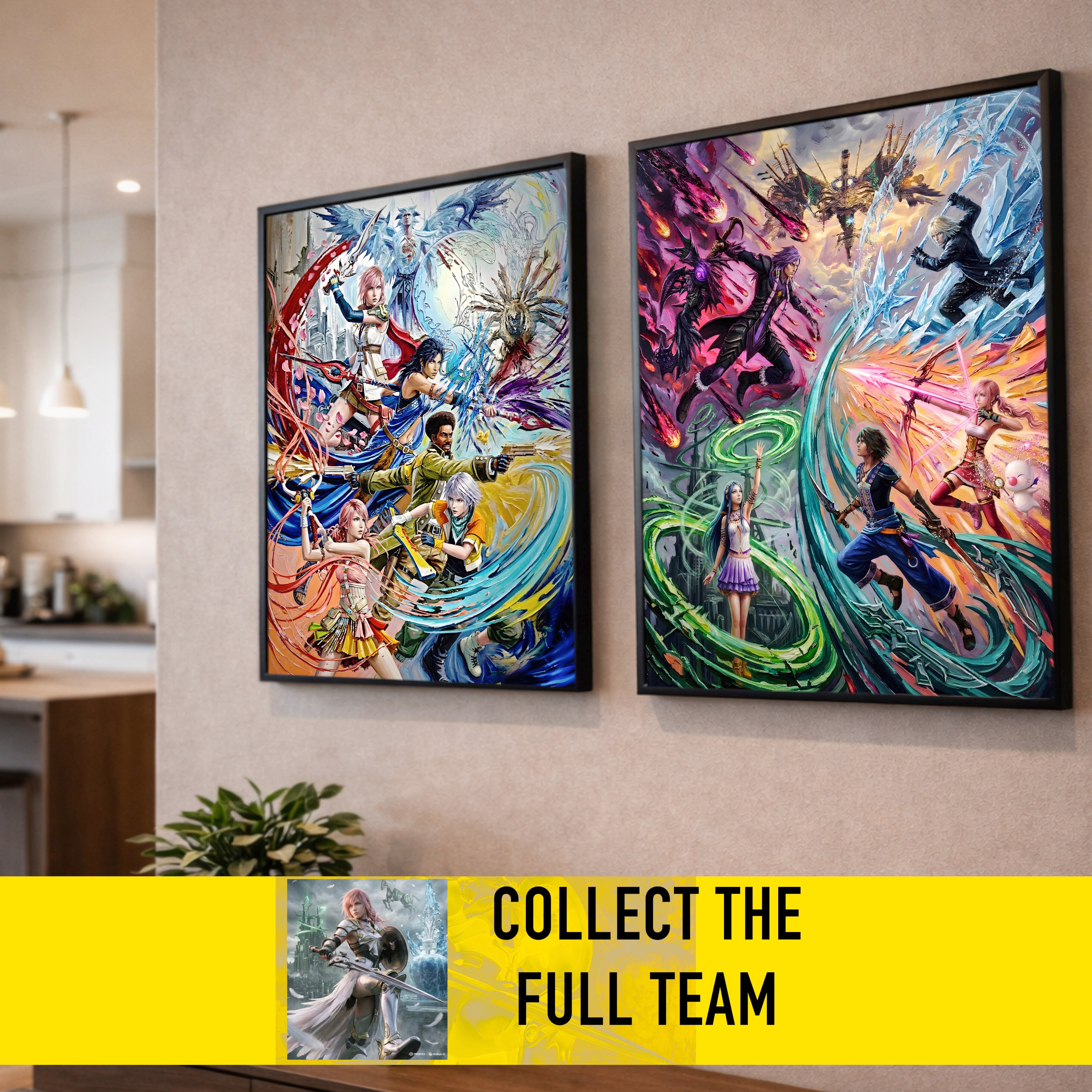 Final Fantasy XIII Ensemble Art Print – Pulse Rebellion & Valhalla Reckoning | FF13 Trilogy Premium JRPG Wall Art