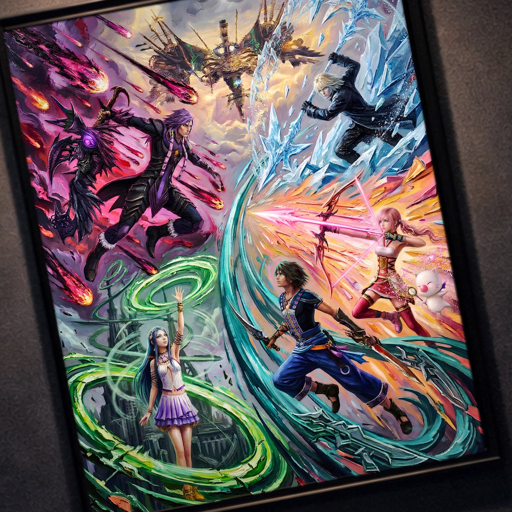 Final Fantasy XIII Ensemble Art Print – Pulse Rebellion & Valhalla Reckoning | FF13 Trilogy Premium JRPG Wall Art