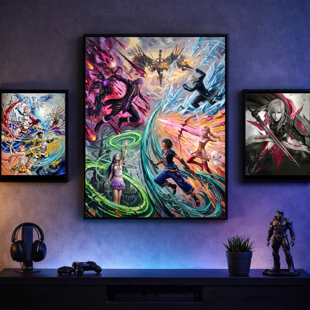 Final Fantasy XIII Ensemble Art Print – Pulse Rebellion & Valhalla Reckoning | FF13 Trilogy Premium JRPG Wall Art
