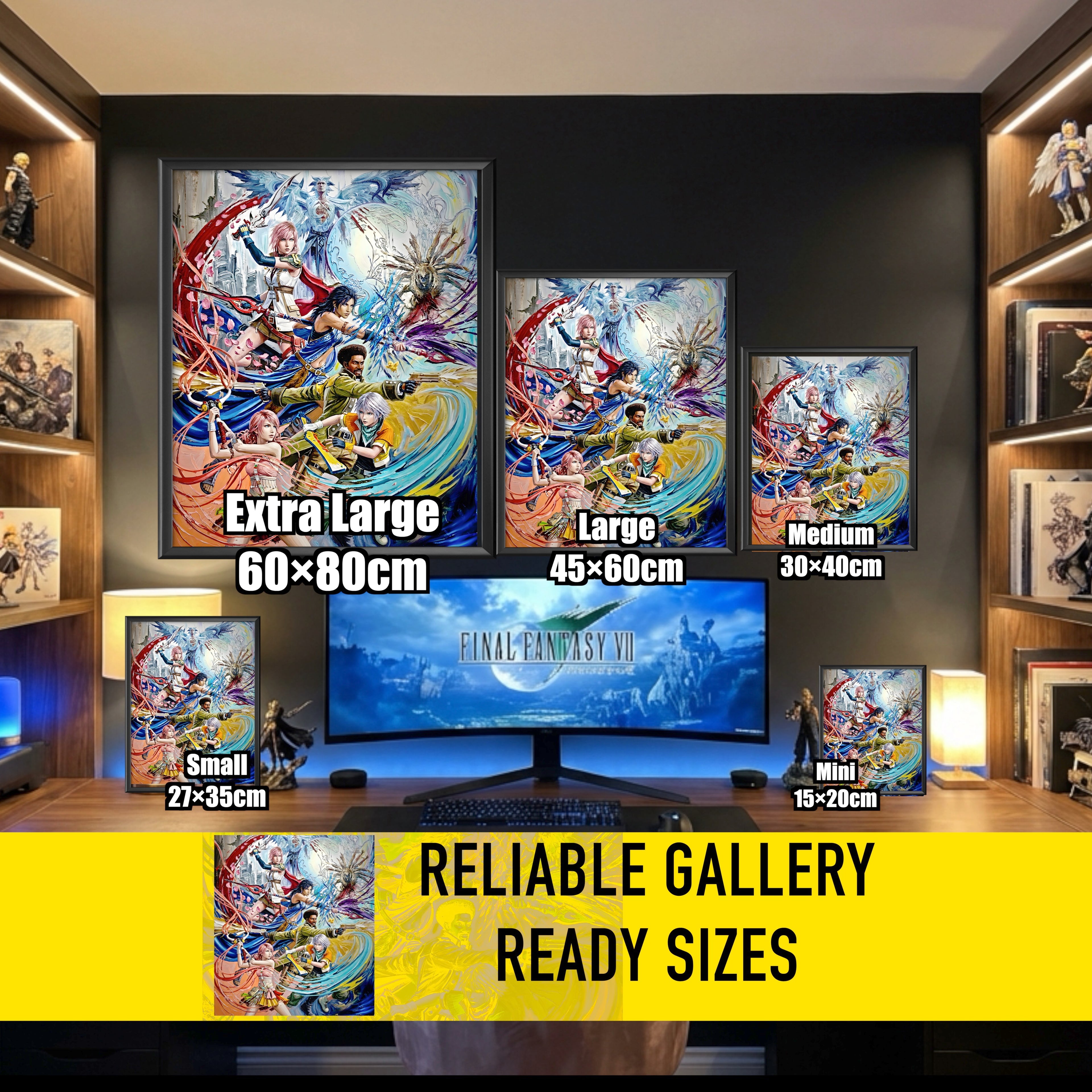 Final Fantasy XIII Ensemble Art Print – Pulse Rebellion & Valhalla Reckoning | FF13 Trilogy Premium JRPG Wall Art