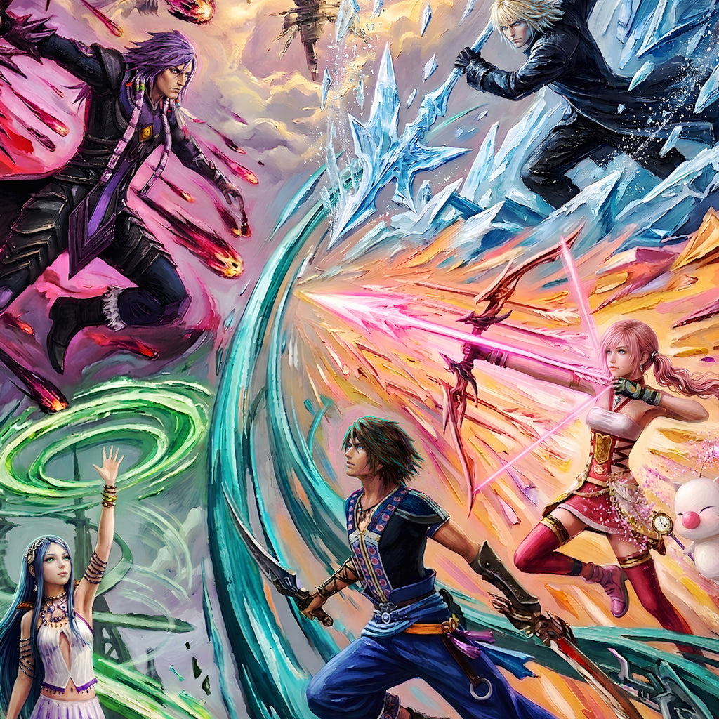 Final Fantasy XIII Ensemble Art Print – Pulse Rebellion & Valhalla Reckoning | FF13 Trilogy Premium JRPG Wall Art