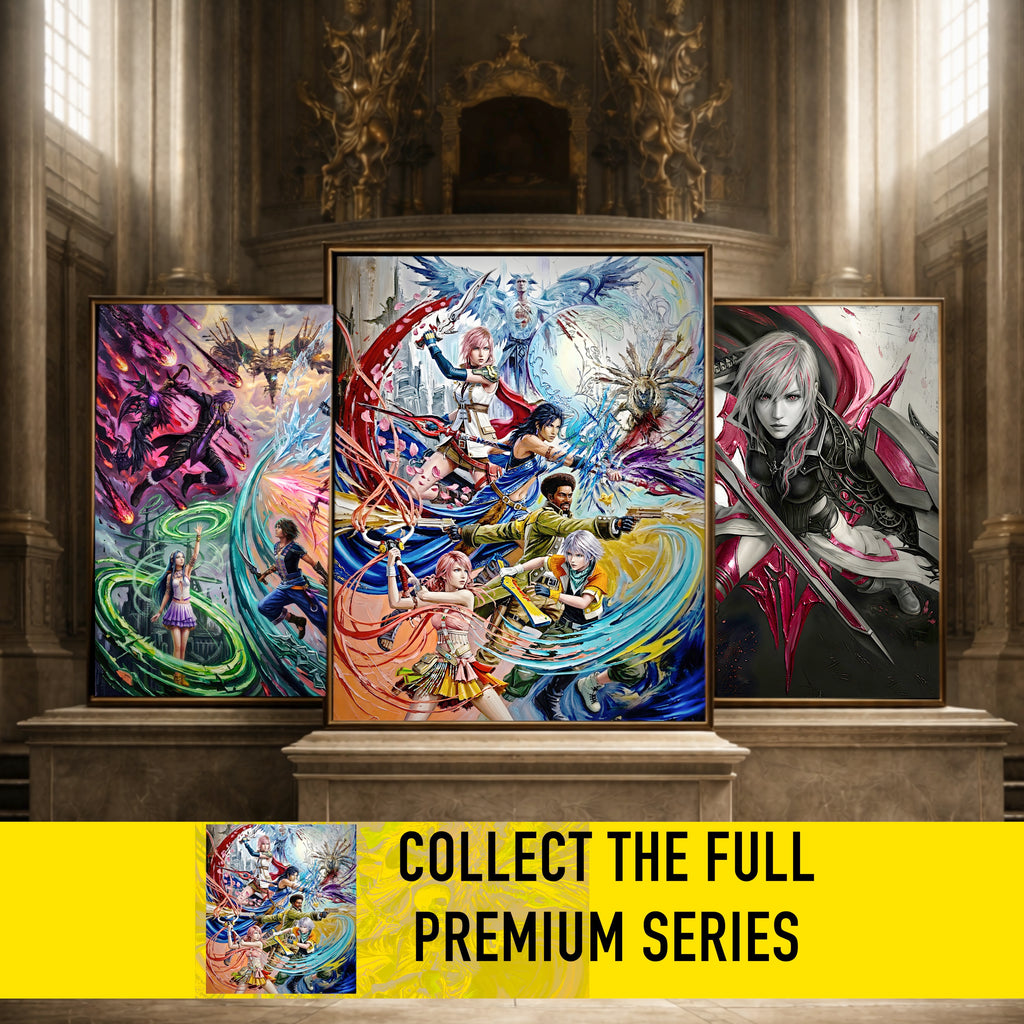 Final Fantasy XIII Ensemble Art Print – Pulse Rebellion & Valhalla Reckoning | FF13 Trilogy Premium JRPG Wall Art