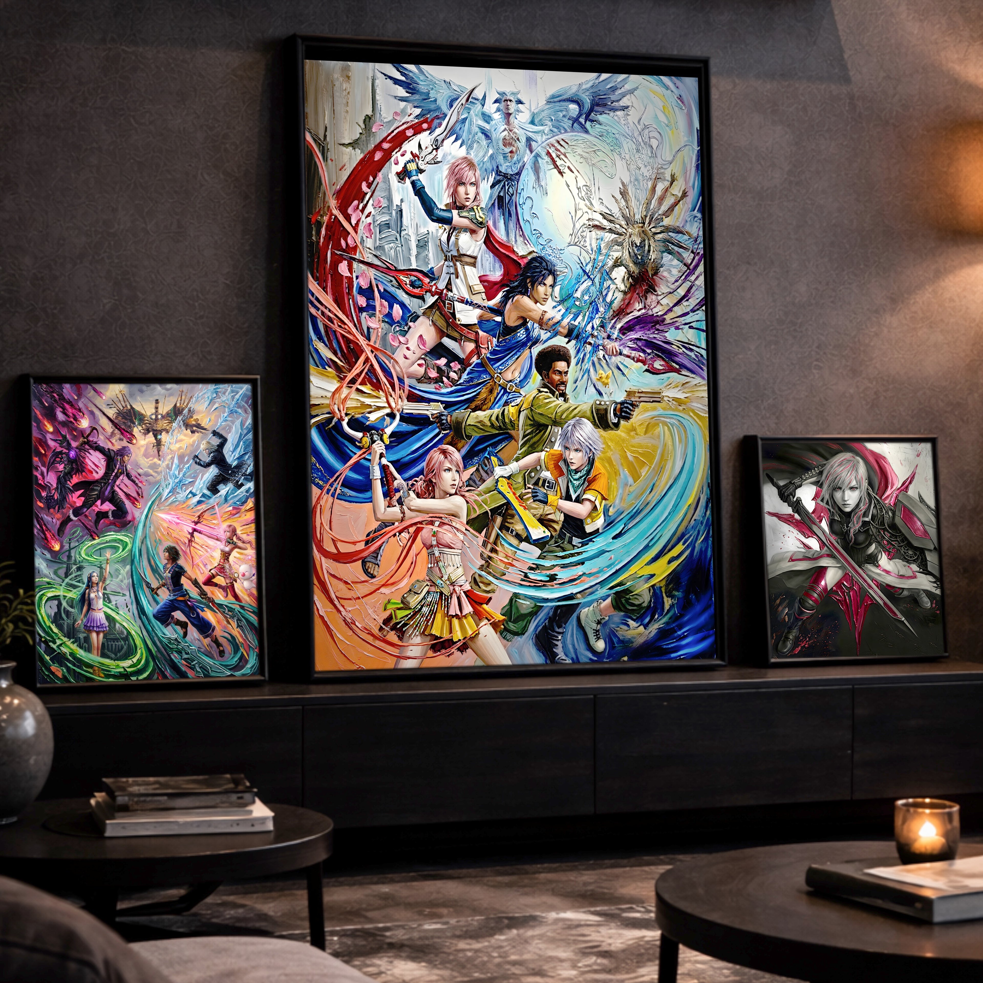 Final Fantasy XIII Ensemble Art Print – Pulse Rebellion & Valhalla Reckoning | FF13 Trilogy Premium JRPG Wall Art